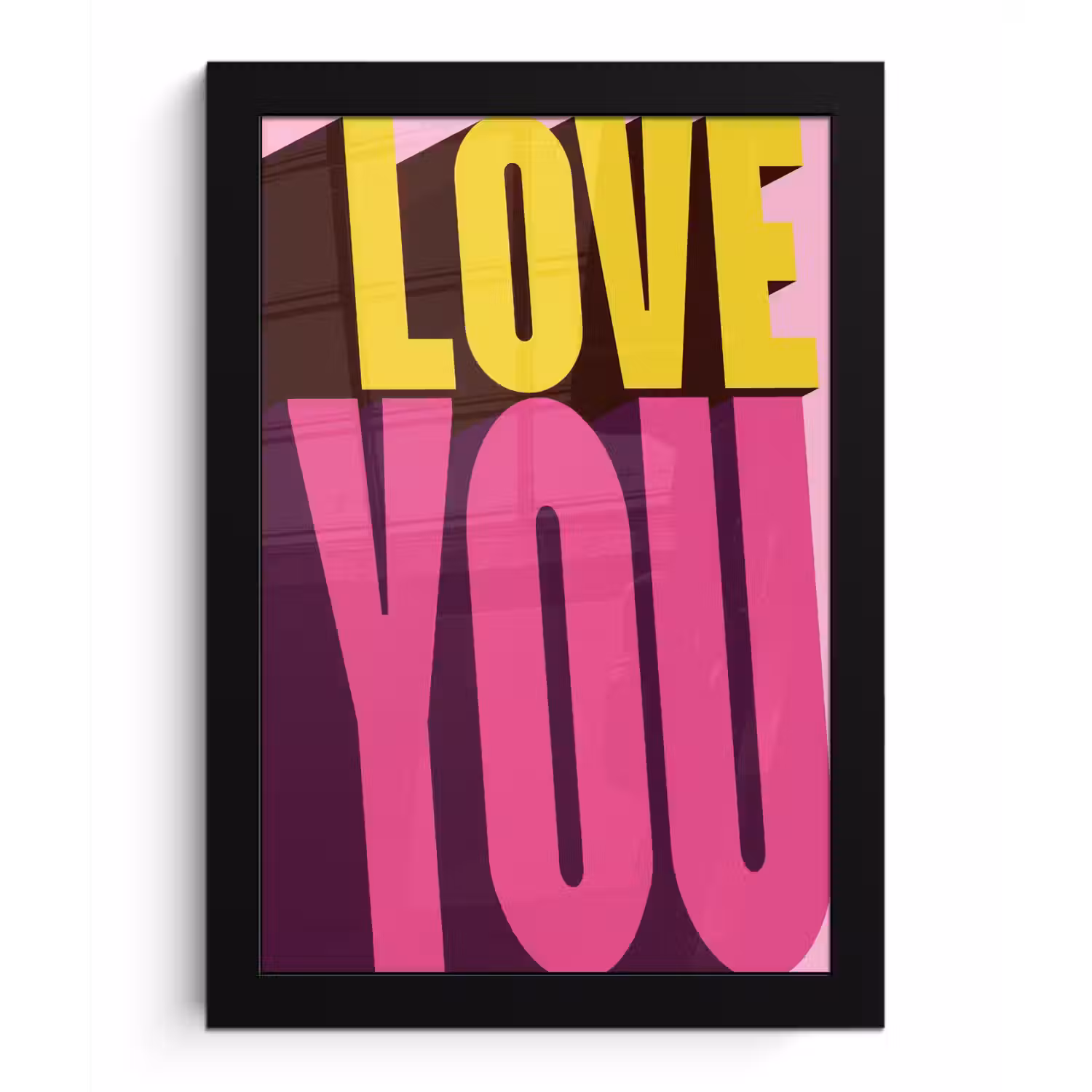 Love - Tekst - Roze - Valentijn fotolijst zwart zonder passe partout klein -3d