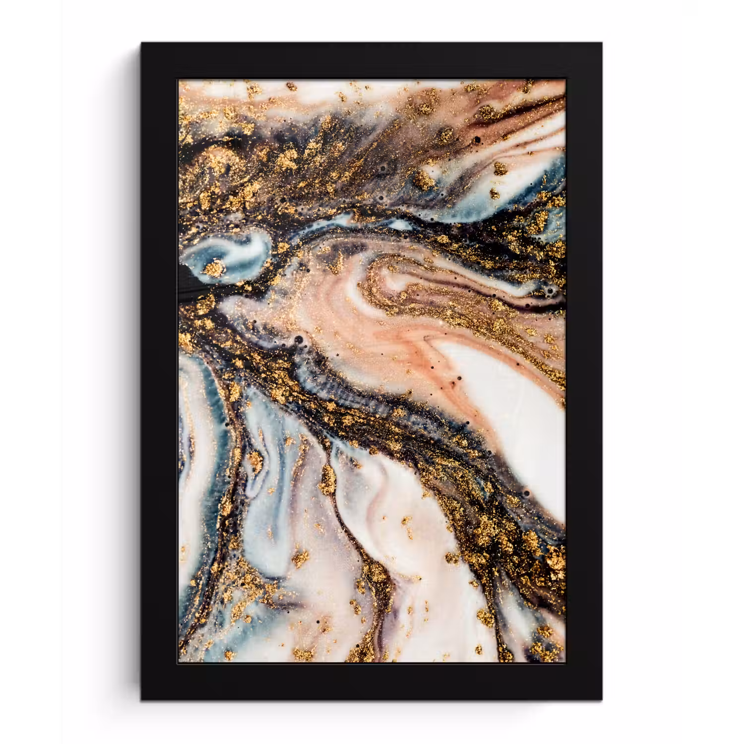 Marmerlook - Goud - Zwart - Glitter - Chic fotolijst zwart zonder passe partout klein -3d