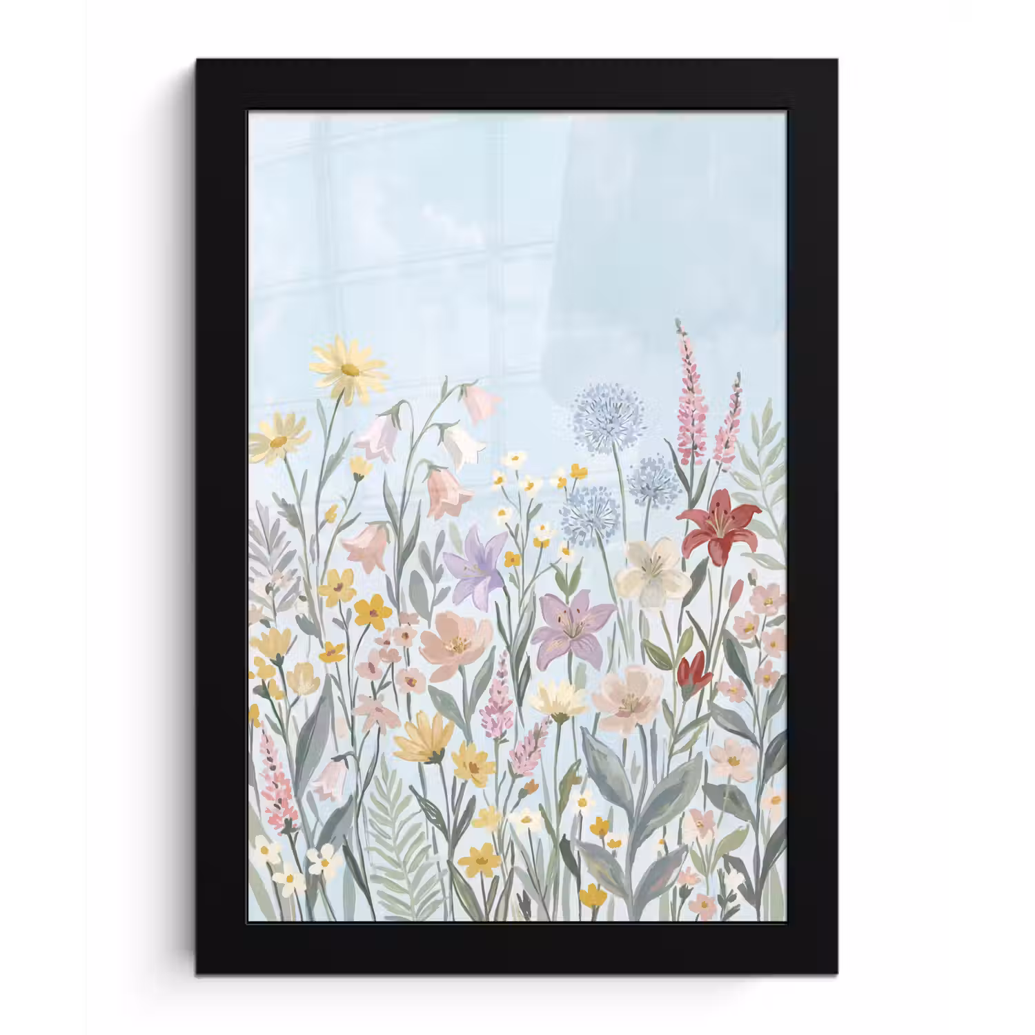Weidebloemen - Illustratie - Kleurrijk fotolijst zwart zonder passe partout klein -3d