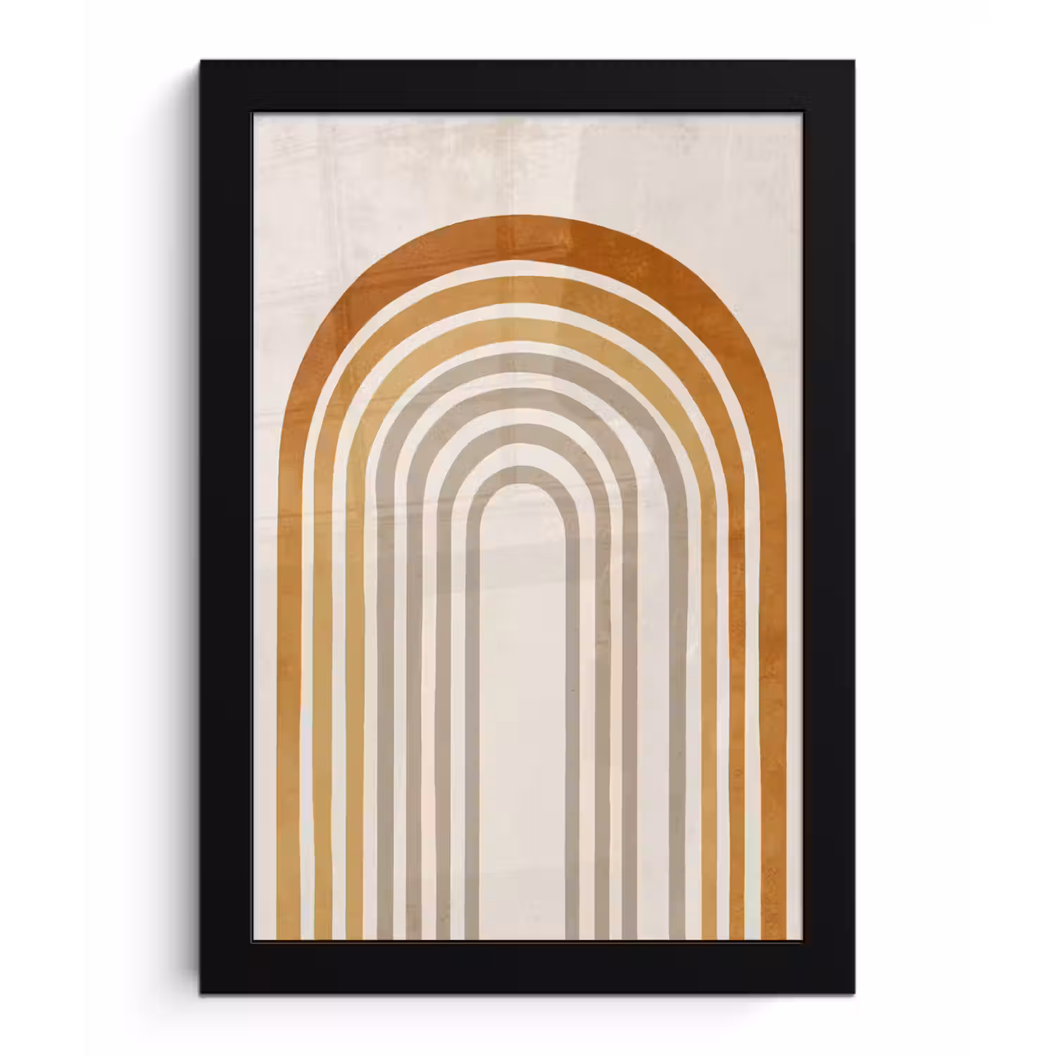 Minimalistisch - Boog - Lijnen - Beige fotolijst zwart zonder passe partout klein -3d