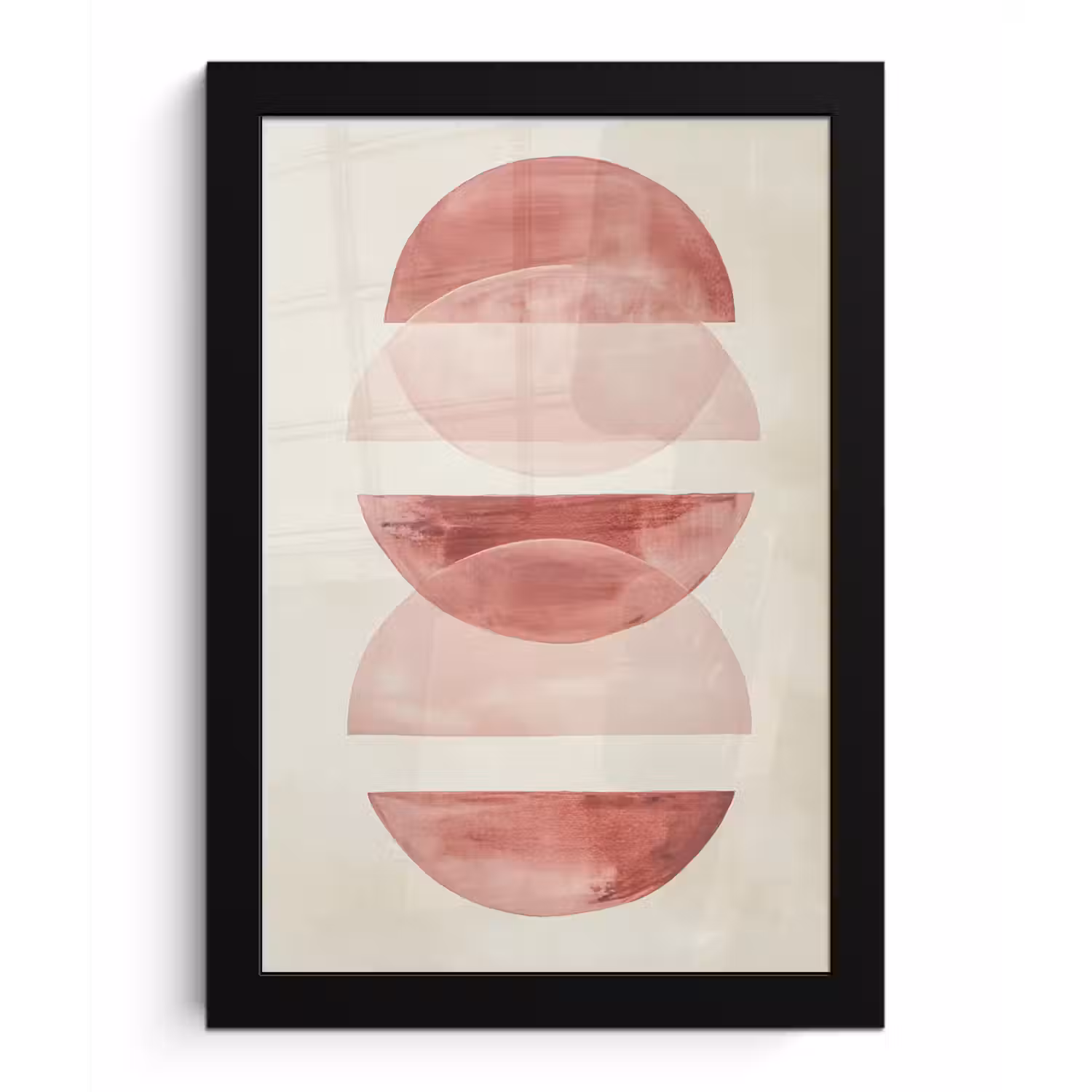 Minimalistisch - Cirkels - Roze fotolijst zwart zonder passe partout klein -3d