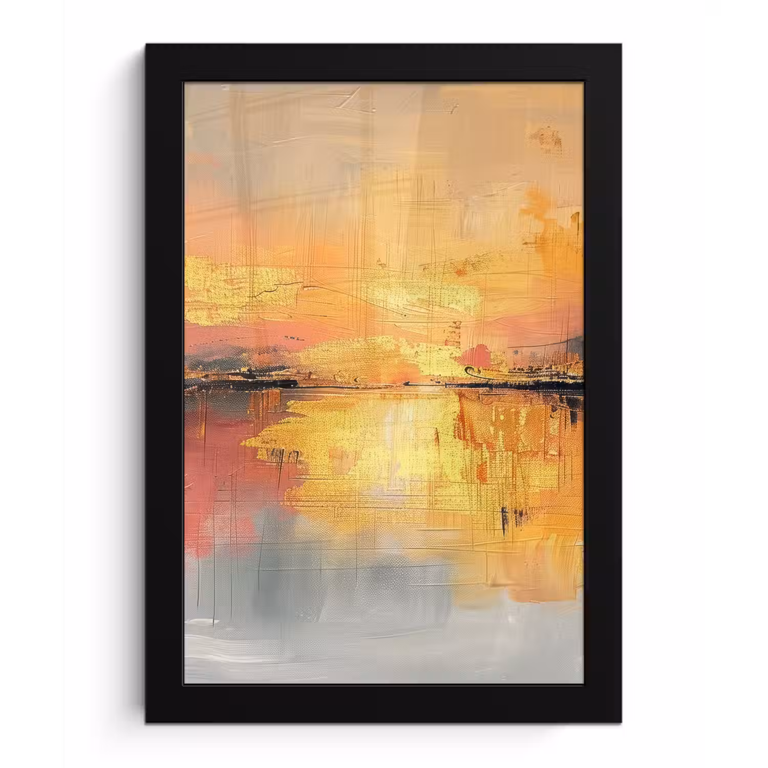 Modern - Abstract - Goud - Roze fotolijst zwart zonder passe partout klein -3d