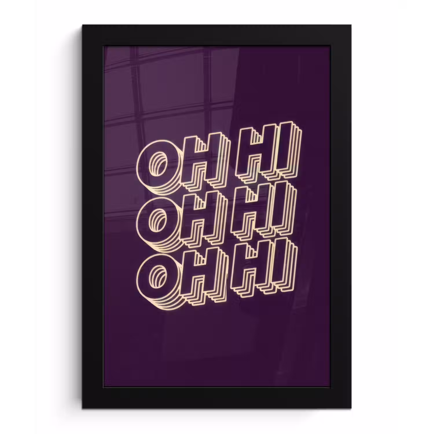 Oh hi - Paars - 3D fotolijst zwart zonder passe partout klein -3d