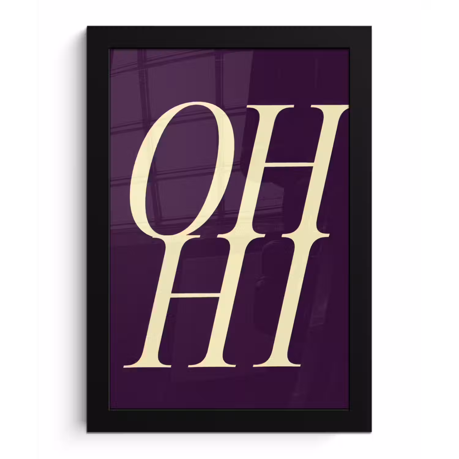Oh hi - Paars - Minimalistisch fotolijst zwart zonder passe partout klein -3d
