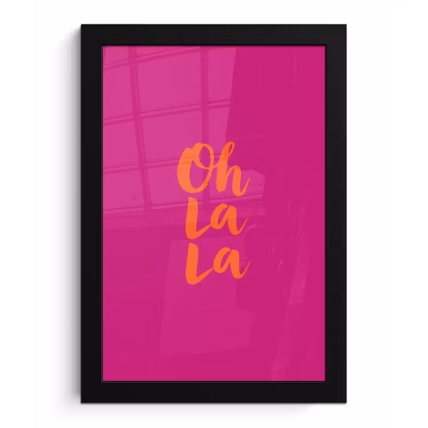 Oh la la - Roze - Oranje - Minimalistisch fotolijst zwart zonder passe partout klein -3d