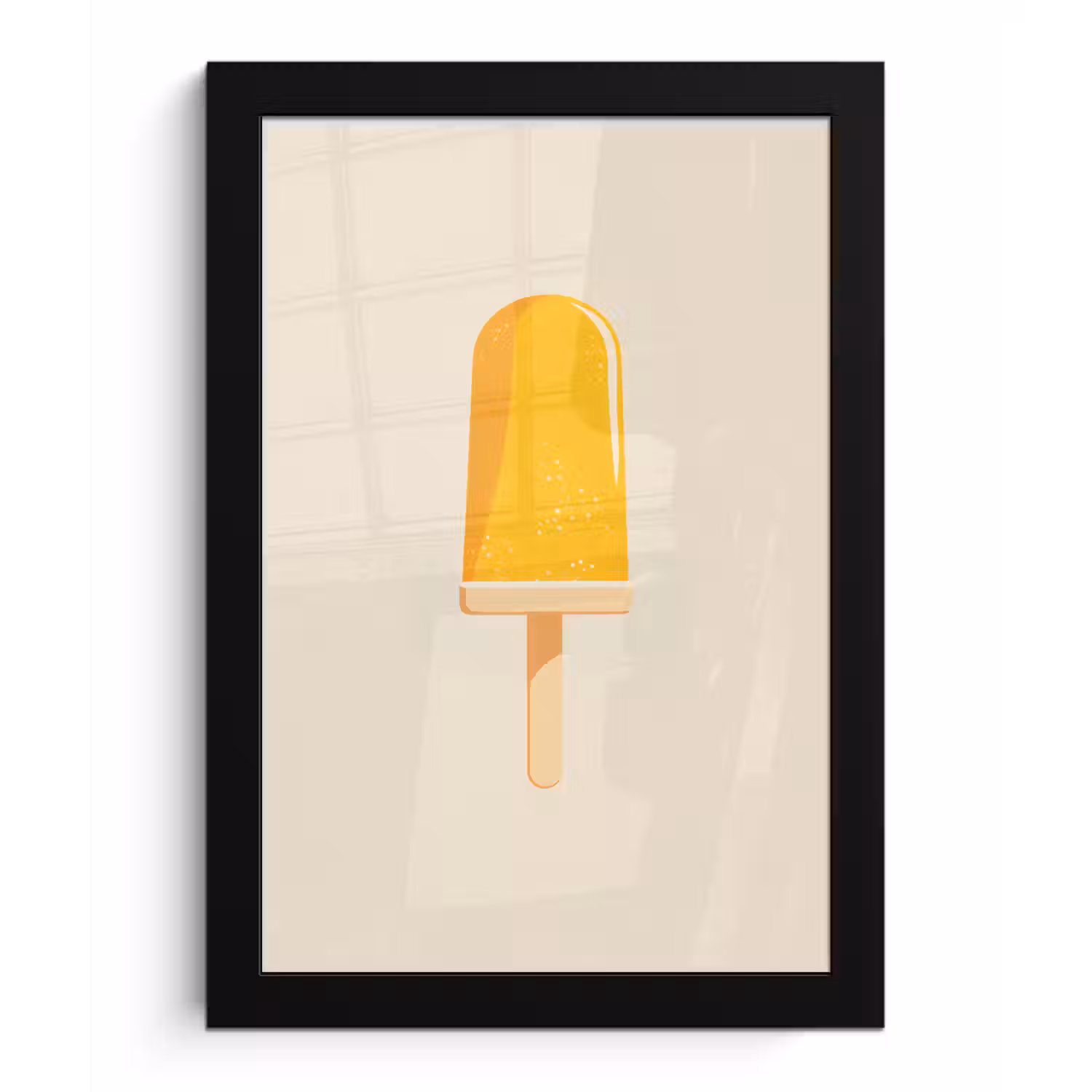 Oranje - Stokje - Waterijsje fotolijst zwart zonder passe partout klein -3d