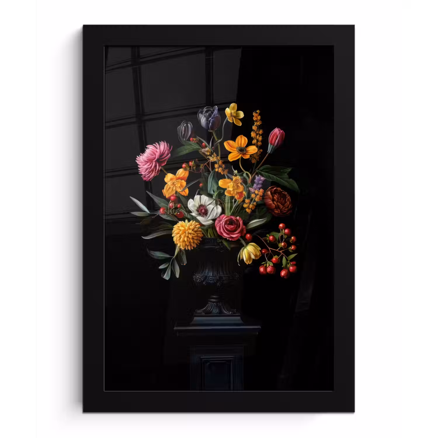 Sierlijk - Boeket - Bladeren fotolijst zwart zonder passe partout klein -3d