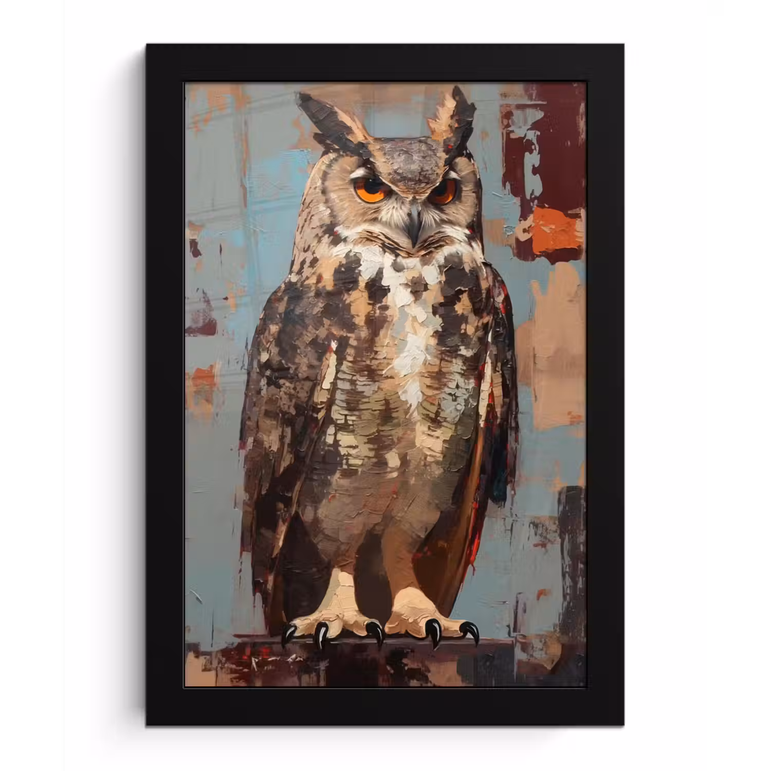 Geschilderd - Abstract - Uil - Bruin fotolijst zwart zonder passe partout klein -3d