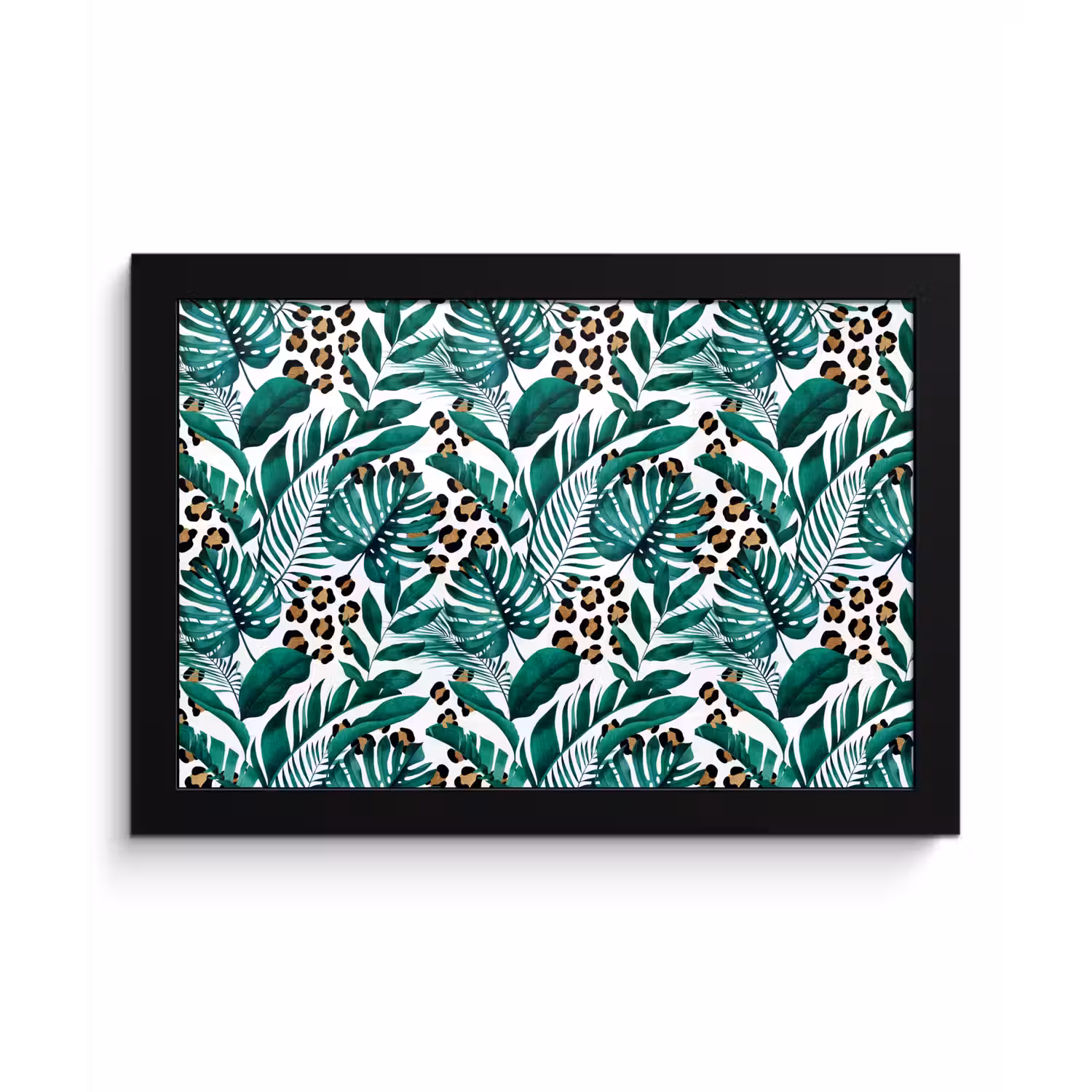 Palmblad - Panterprint - Tropical fotolijst zwart zonder passe partout klein -3d