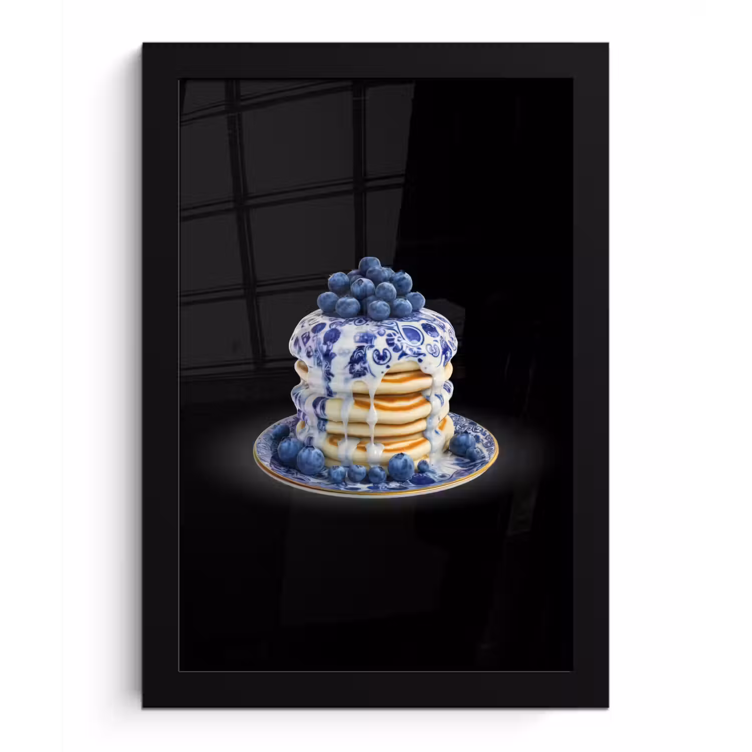 Pannenkoeken - Blauwe Bessen - Bord fotolijst zwart zonder passe partout klein -3d