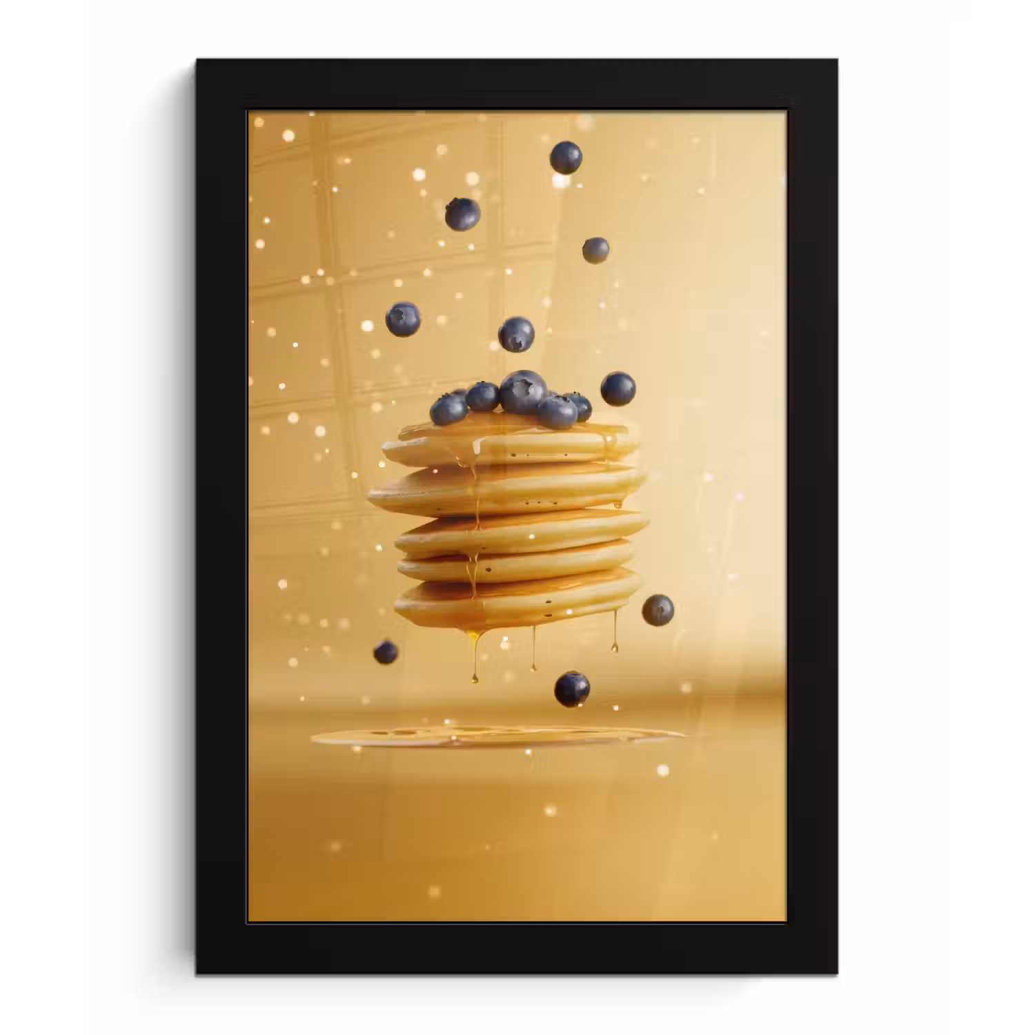 Pannenkoeken - Eten - Honing - Geel fotolijst zwart zonder passe partout klein -3d