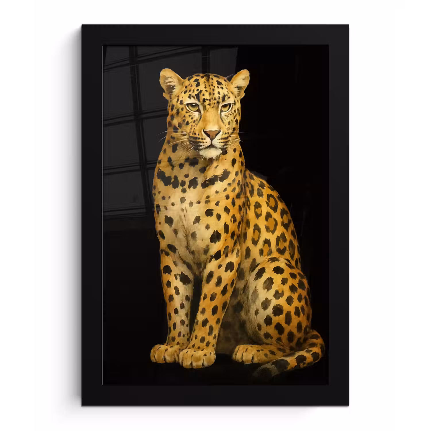 Panter - Realistisch - Bruin fotolijst zwart zonder passe partout klein -3d