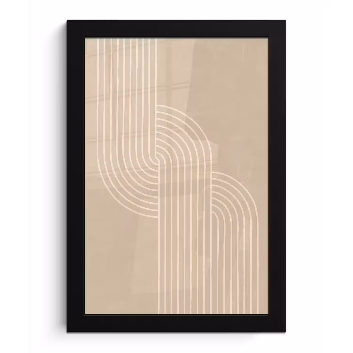 Parallelle lijnen - Lichte textuur - Beige fotolijst zwart zonder passe partout klein -3d