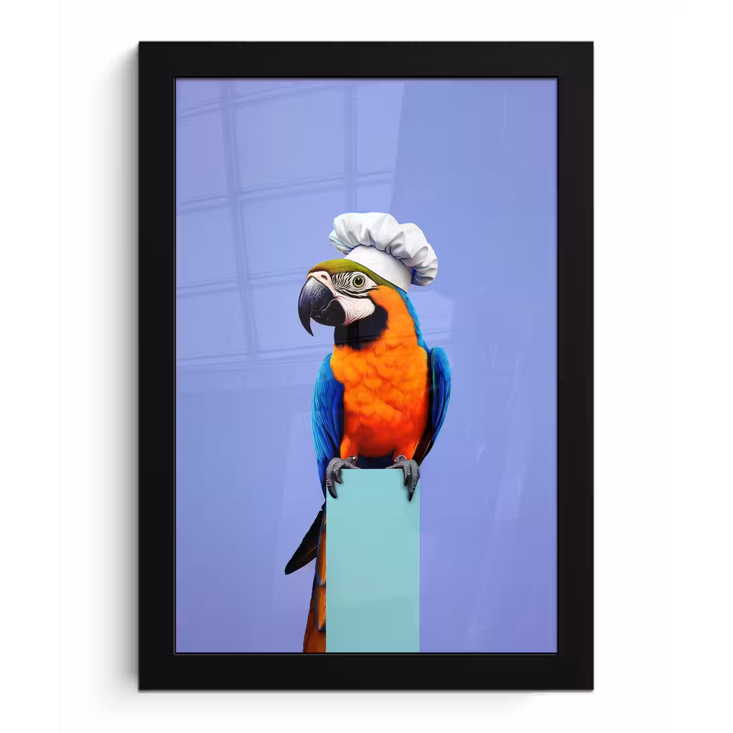Papegaai - Koksmuts - Vogel - Leuk fotolijst zwart zonder passe partout klein -3d