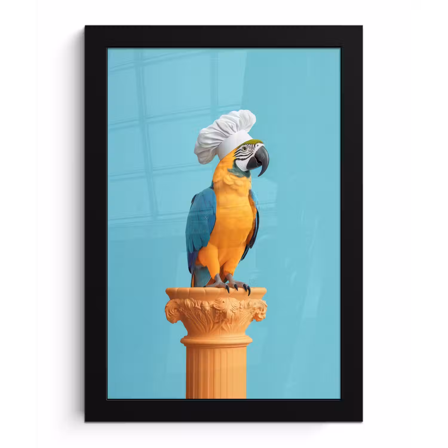 Papegaai - Koksmuts - Grappig - Vogel fotolijst zwart zonder passe partout klein -3d