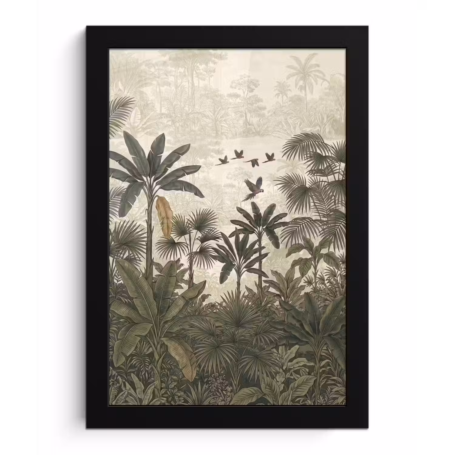 Papagaaien - Jungle - Tropisch - Green fotolijst zwart zonder passe partout klein -3d