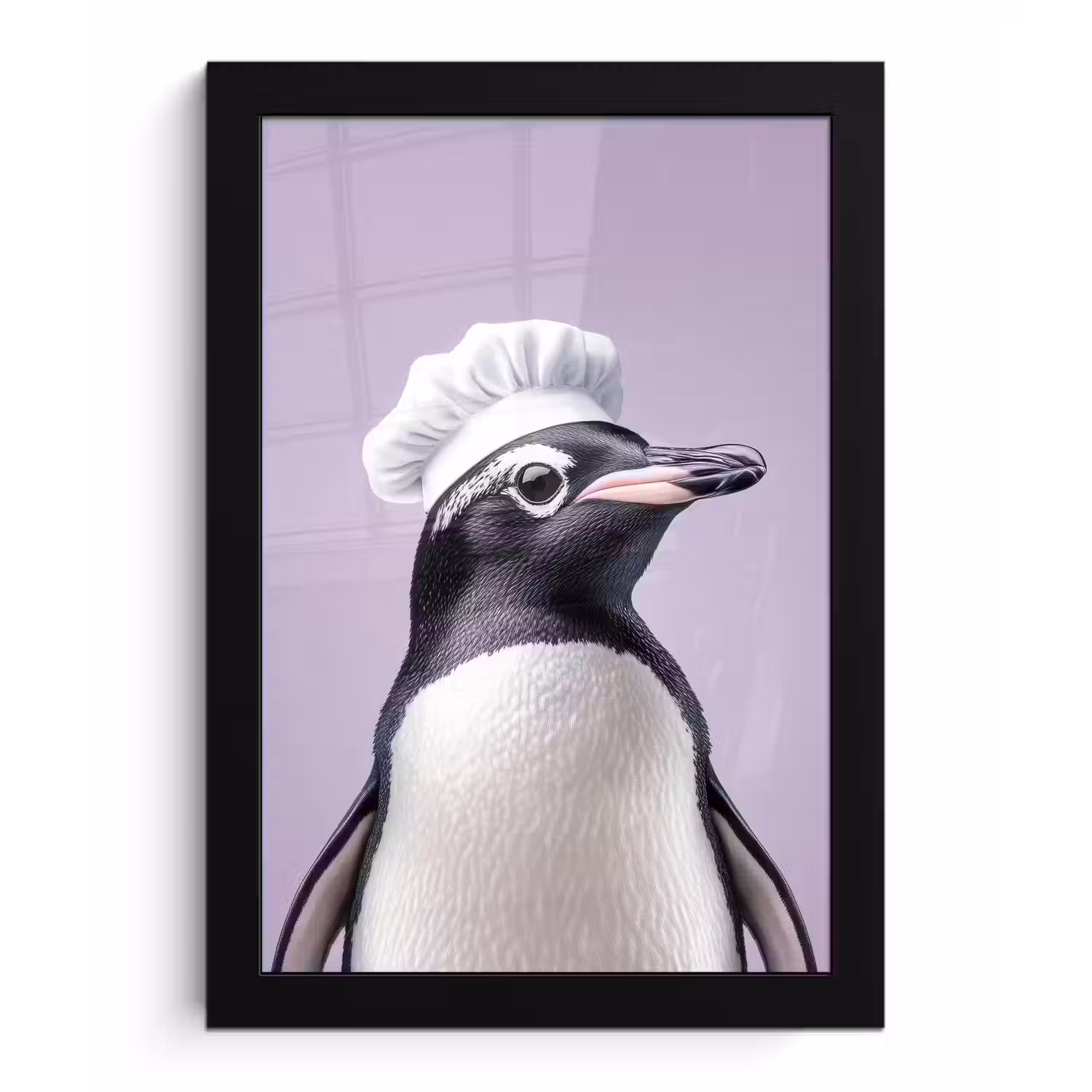 Pinguïn - Koksmuts - Lief - Paars fotolijst zwart zonder passe partout klein -3d