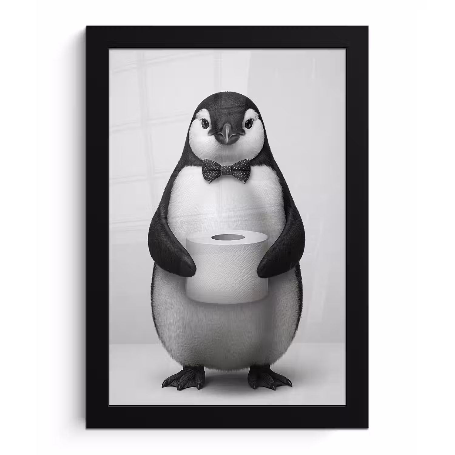 Pinguïn - WC rol - Wit fotolijst zwart zonder passe partout klein -3d