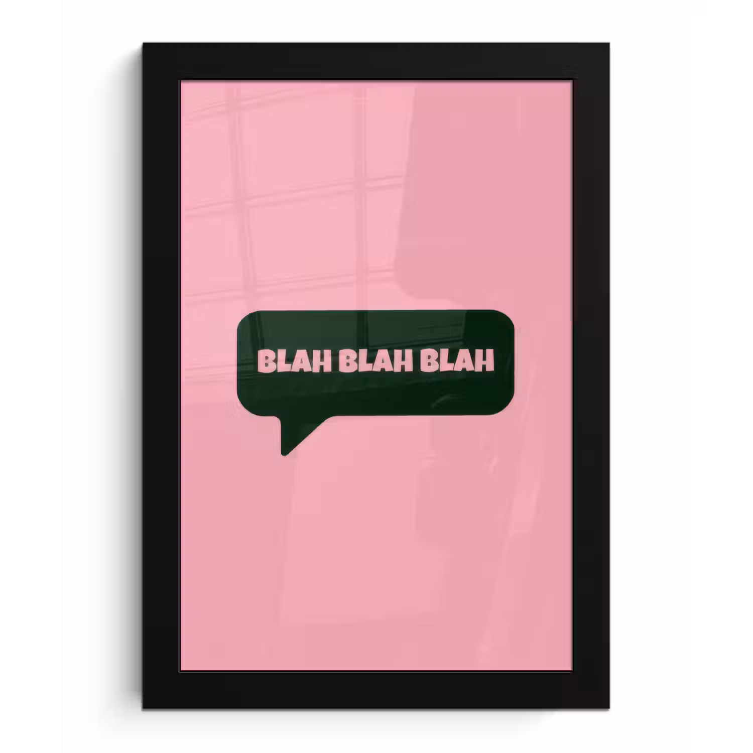 Roze - Tekstwolk - Groen - BLAH BLAH BLAH fotolijst zwart zonder passe partout klein -3d