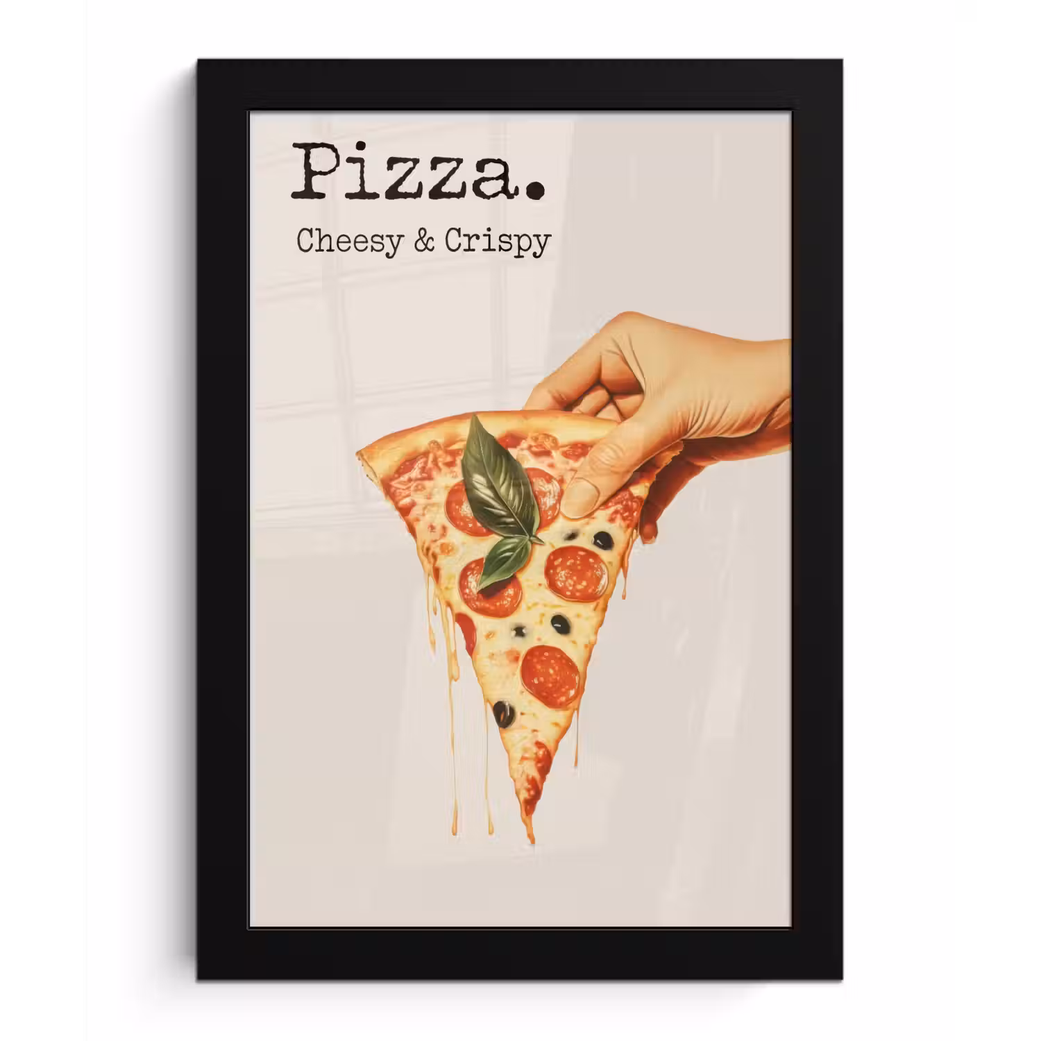 Pizza - Kaas - Pepperoni fotolijst zwart zonder passe partout klein -3d