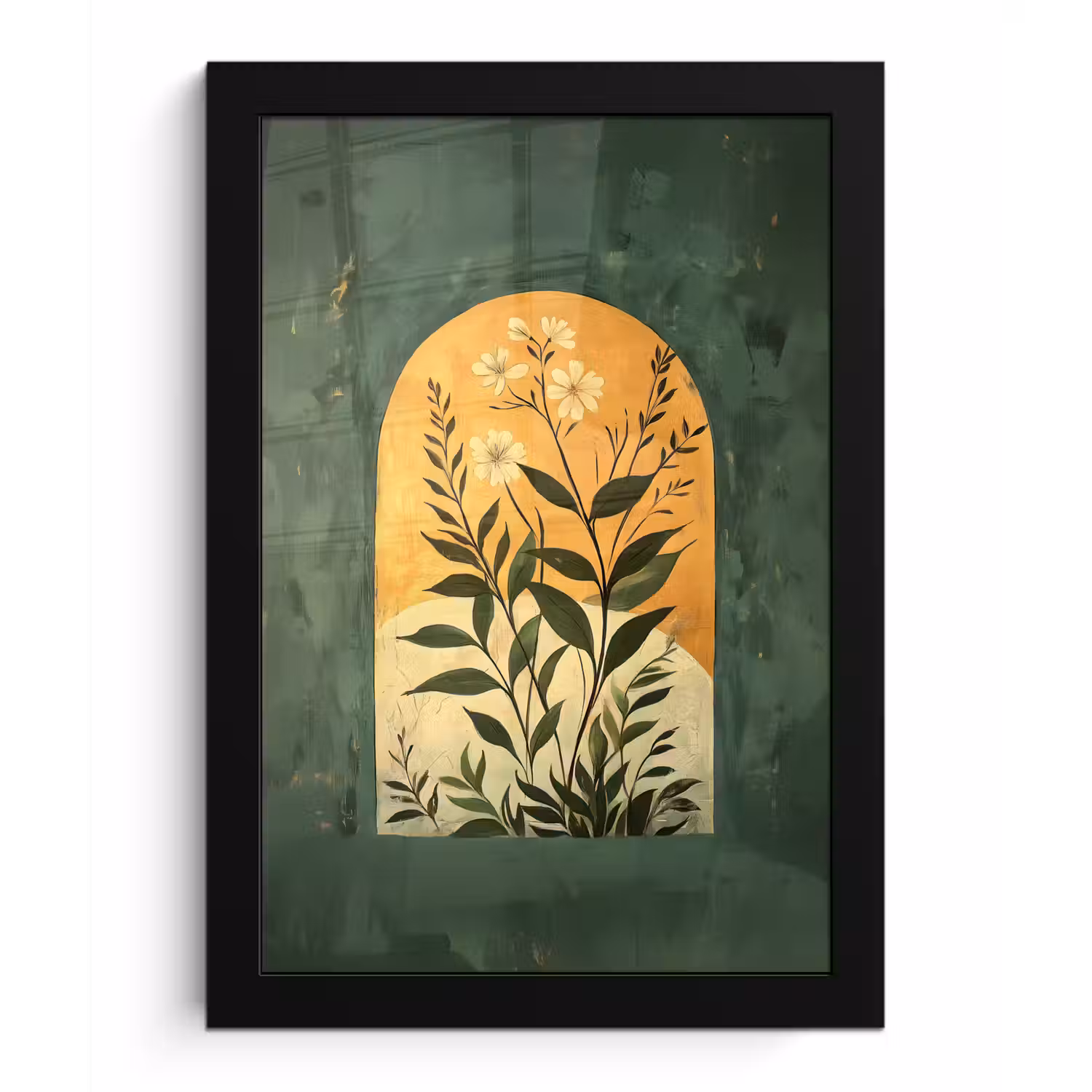 Plant - Bloemen - Wit fotolijst zwart zonder passe partout klein -3d