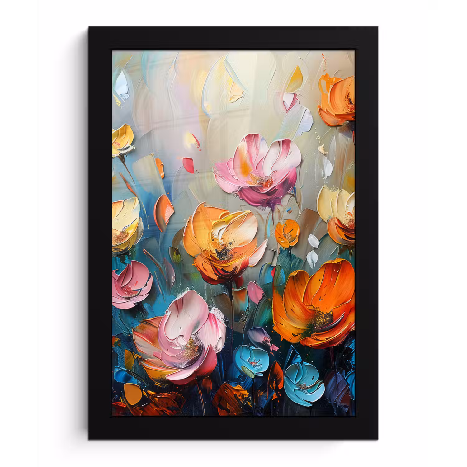 Klaprozen - Bloemen - Kunst - Botanisch fotolijst zwart zonder passe partout klein -3d
