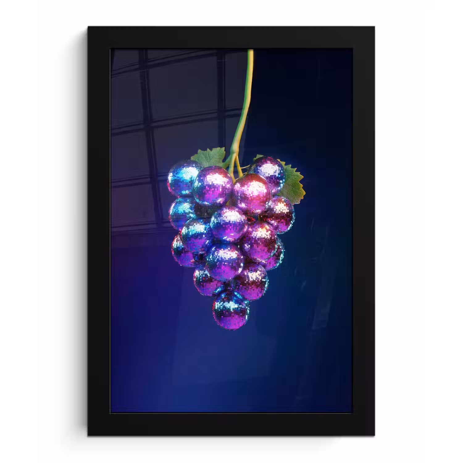 Paars - Disco - Feest - Druif fotolijst zwart zonder passe partout klein -3d