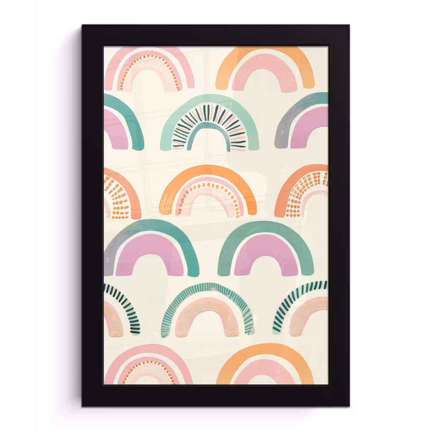 Regenboog - Pastel - Patroon fotolijst zwart zonder passe partout klein -3d