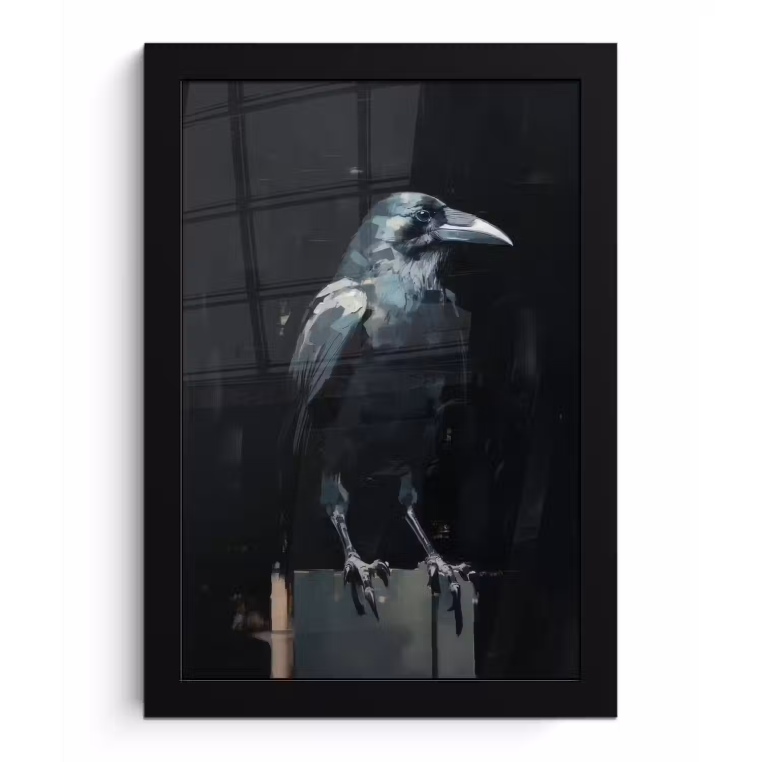 Raaf - Vogels - Zwart fotolijst zwart zonder passe partout klein -3d