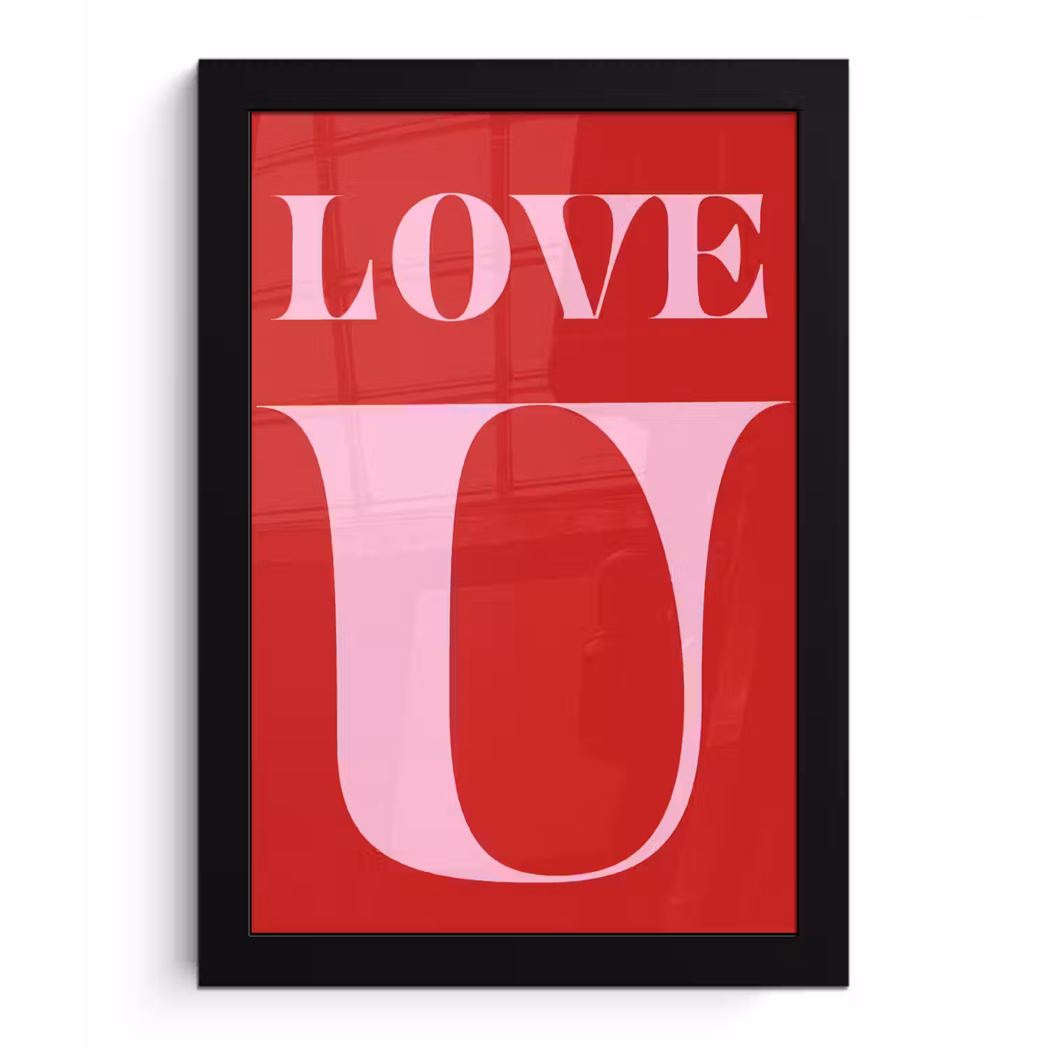 Rood - Love - Valentijn - Roze fotolijst zwart zonder passe partout klein -3d