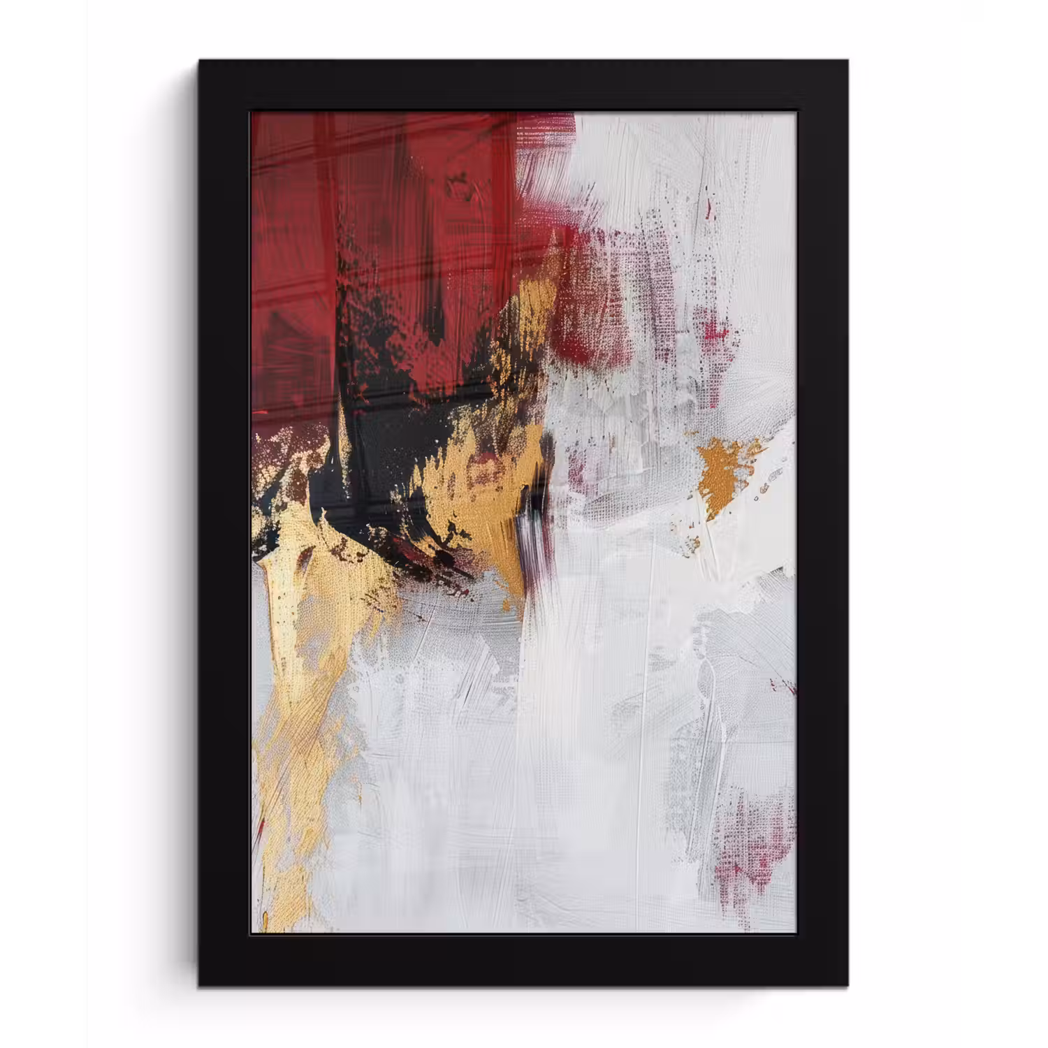 Rood - Marmer - Abstract - Goud - Modern fotolijst zwart zonder passe partout klein -3d