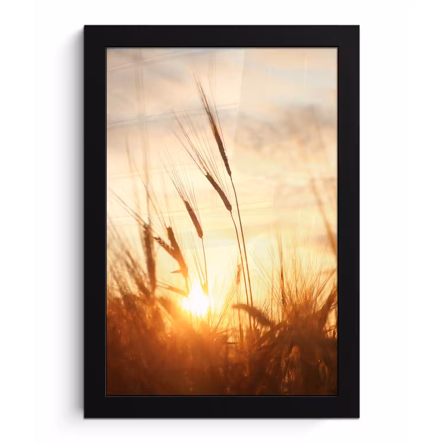 Riet - Gras - Zonsondergang - Natuur - Horizon fotolijst zwart zonder passe partout klein -3d