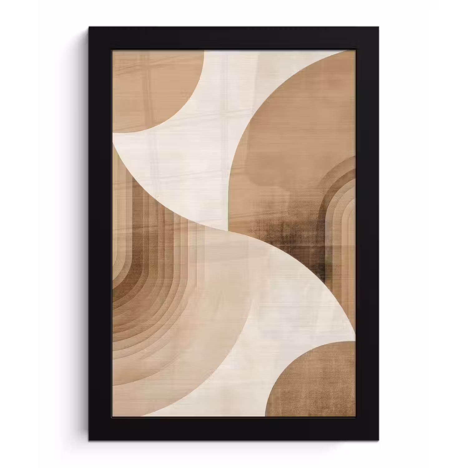 Retro - Geometrische lagen - Aardetinten fotolijst zwart zonder passe partout klein -3d