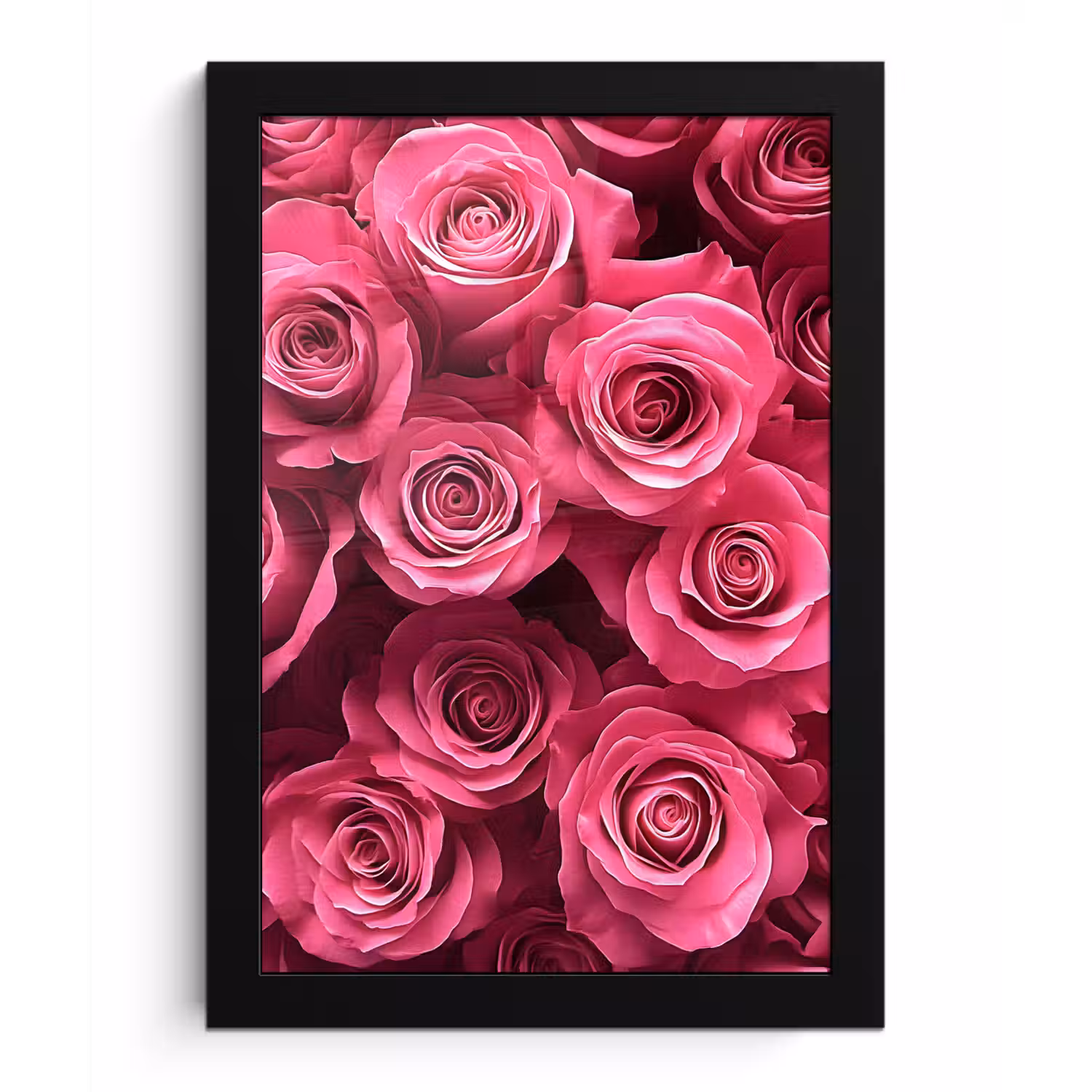 Rozen - Pink - Bloem fotolijst zwart zonder passe partout klein -3d