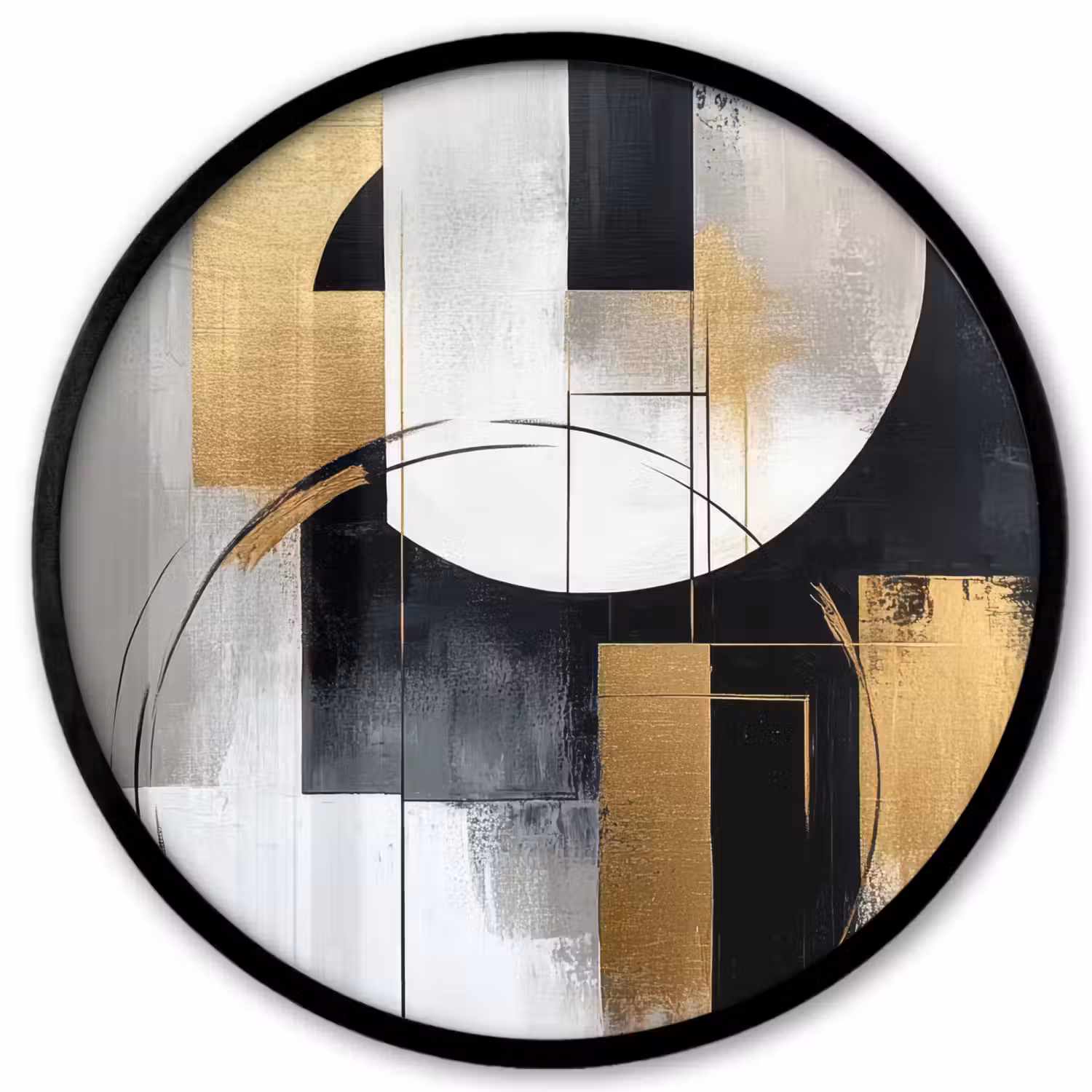 Abstract - Goud - Zilver - Vormen - Aesthetic Fotolijst rond zonder passe partout klein -3d