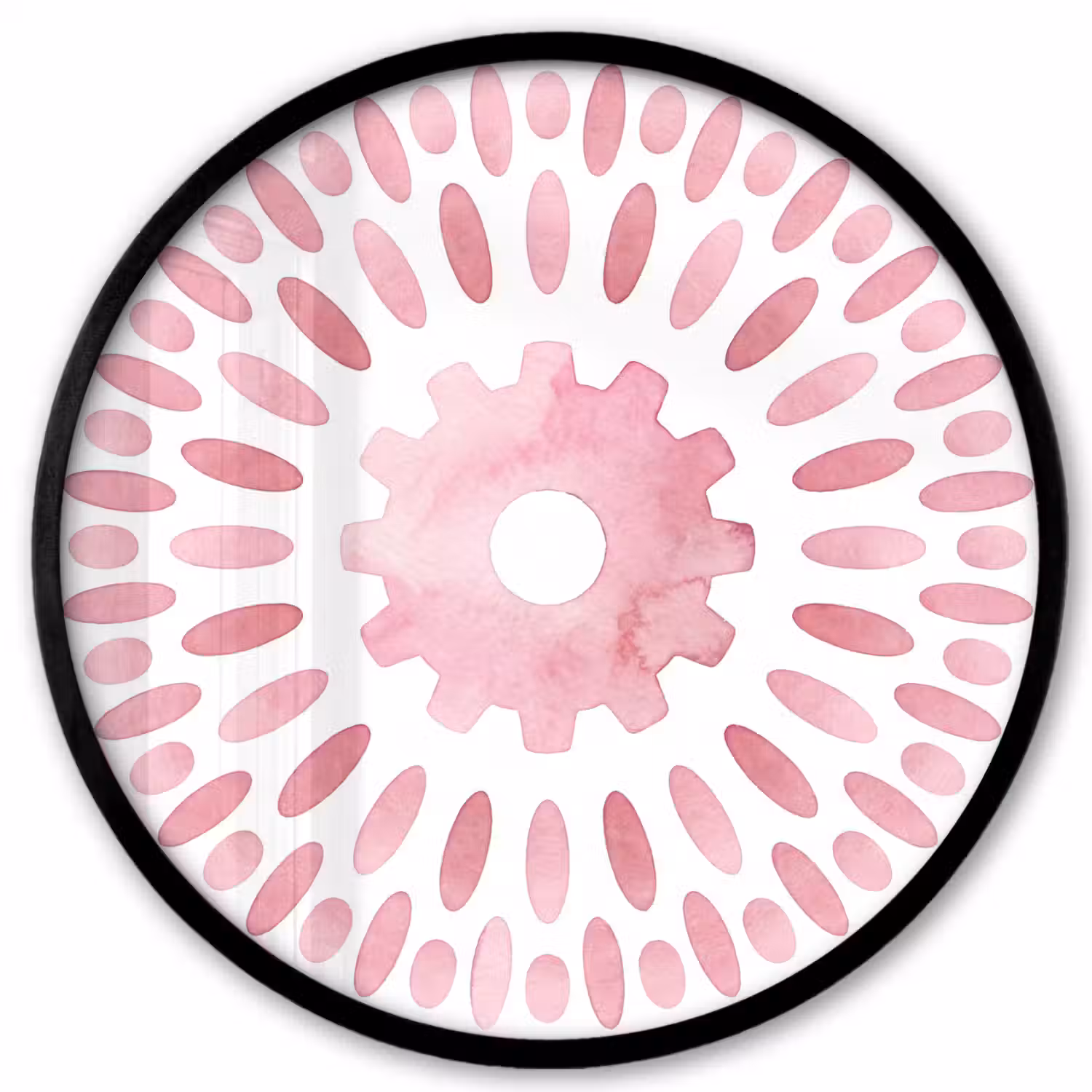 Abstract - Vormen - Patroon - Aquarel - Roze Fotolijst rond zonder passe partout klein -3d