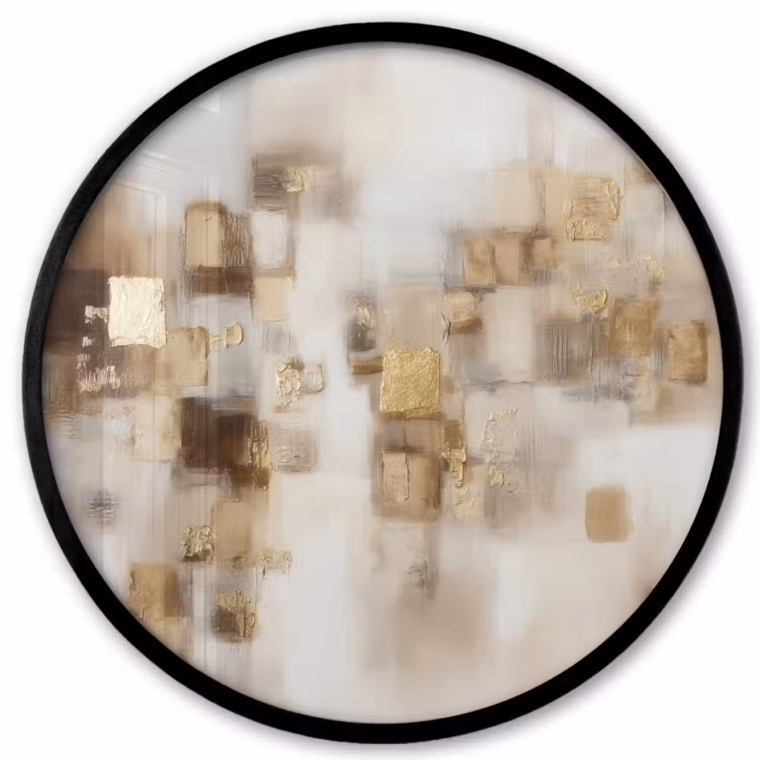 Abstracte vierkanten - Aardetonen - Mistig Fotolijst rond zonder passe partout klein -3d
