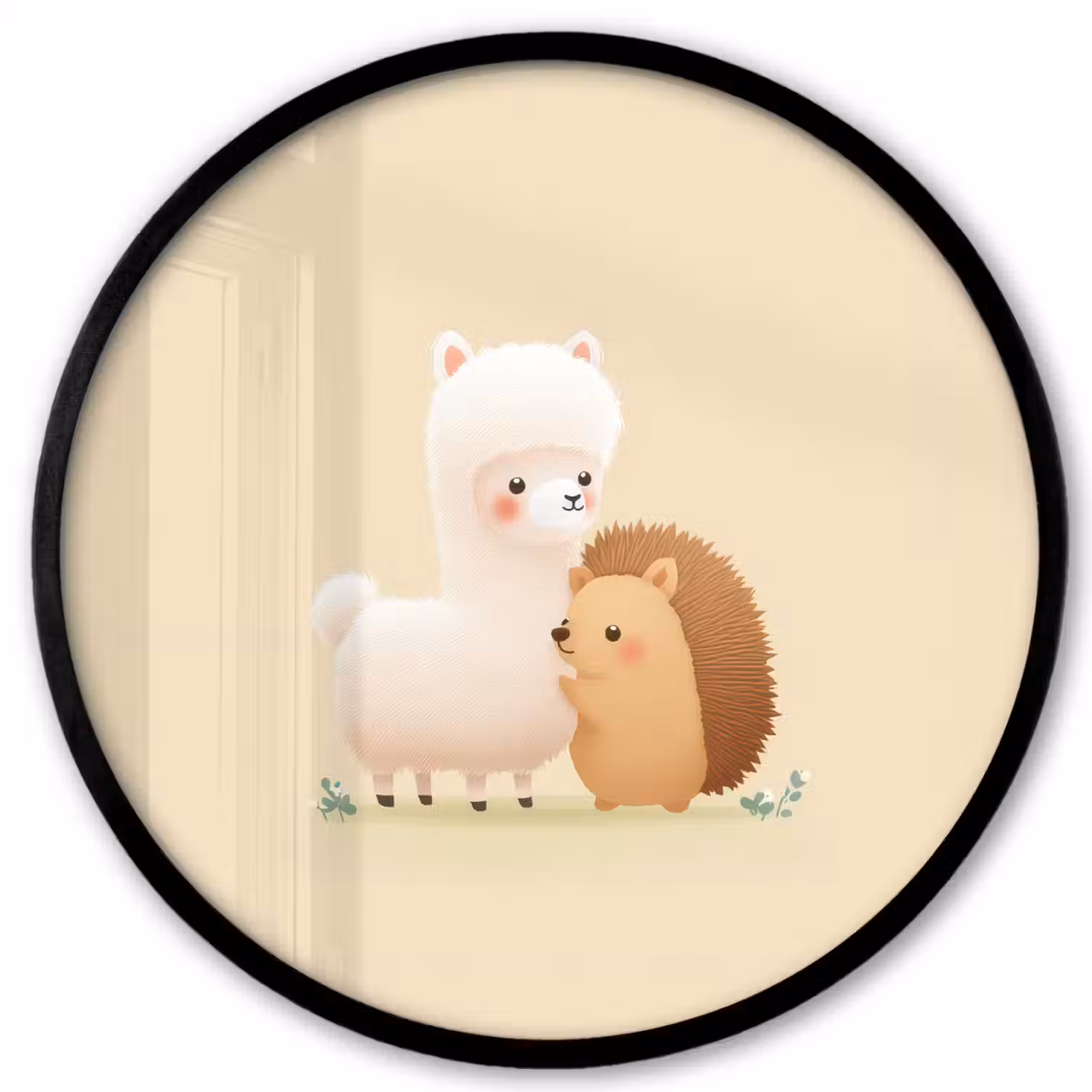 Alpaca - Egel - Bruin - Knuffelen Fotolijst rond zonder passe partout klein -3d