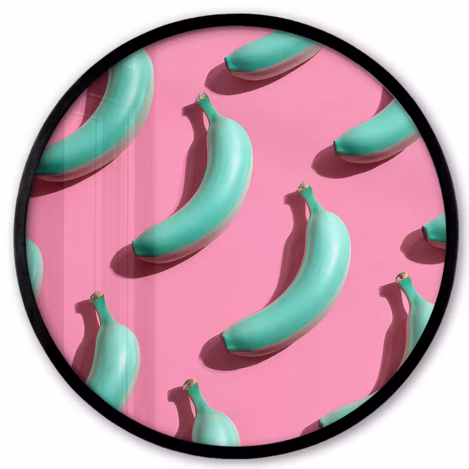 Bananen - Patroon - Blauw - Roze Fotolijst rond zonder passe partout klein -3d