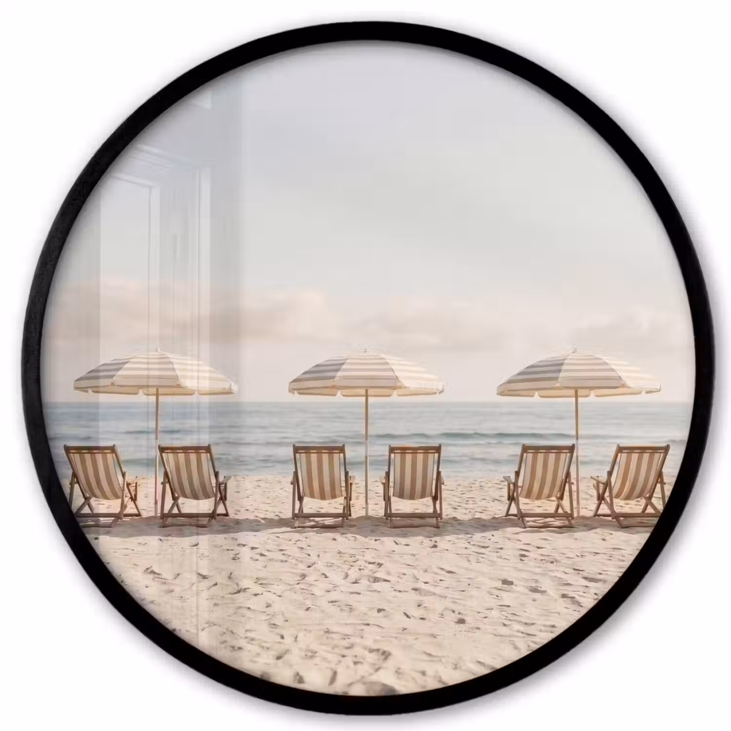 Strand - Stoelen - Parasol Fotolijst rond zonder passe partout klein -3d