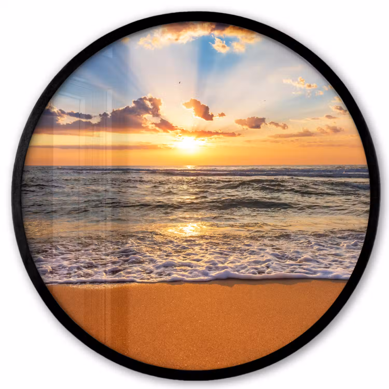 Strand - Zonsondergang - Zee - Wolken - Horizon Fotolijst rond zonder passe partout klein -3d