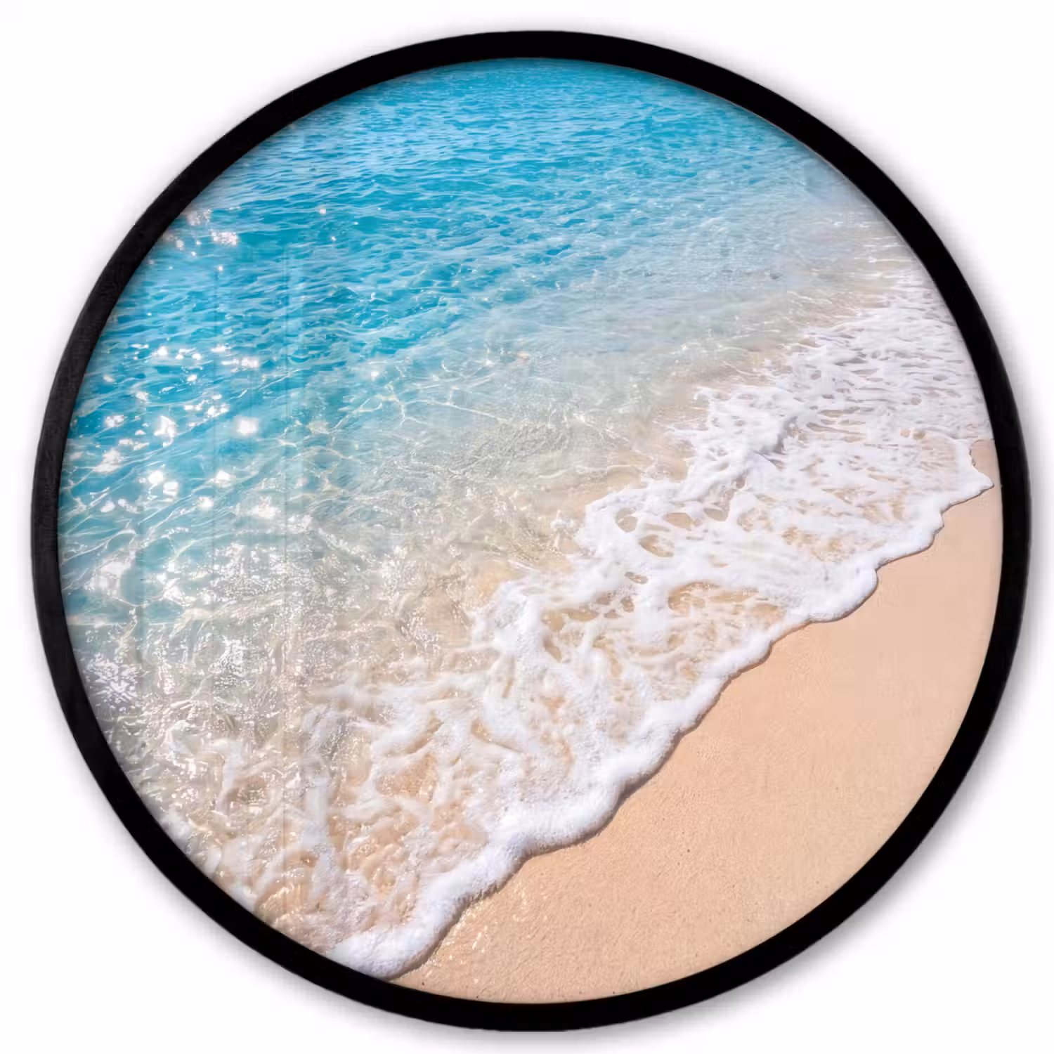 Strand - Water - Natuur - Blauw - Beige Fotolijst rond zonder passe partout klein -3d