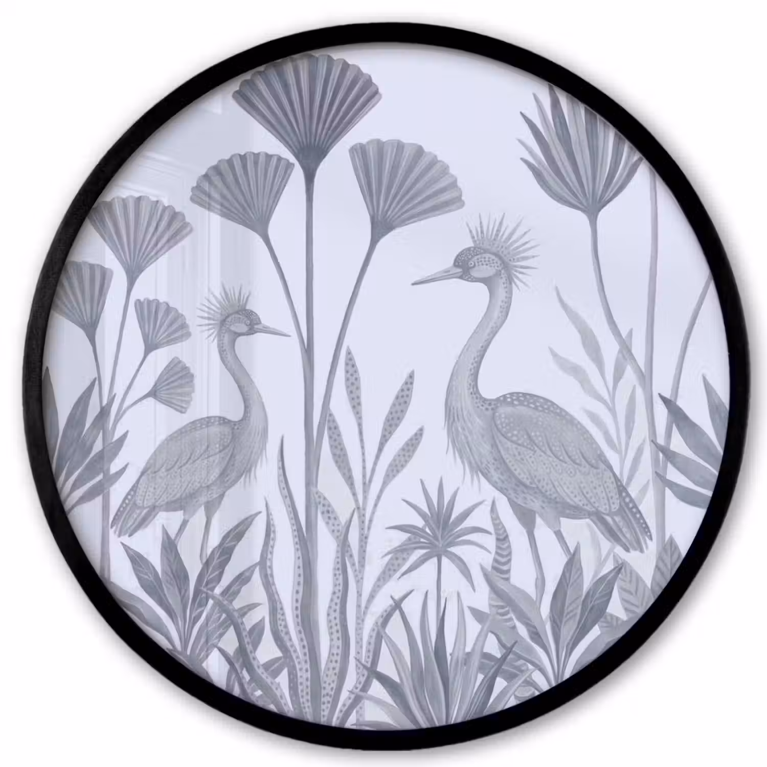 Vogel - Tropisch - Illustratie - Blauwgrijs - Natuur Fotolijst rond zonder passe partout klein -3d