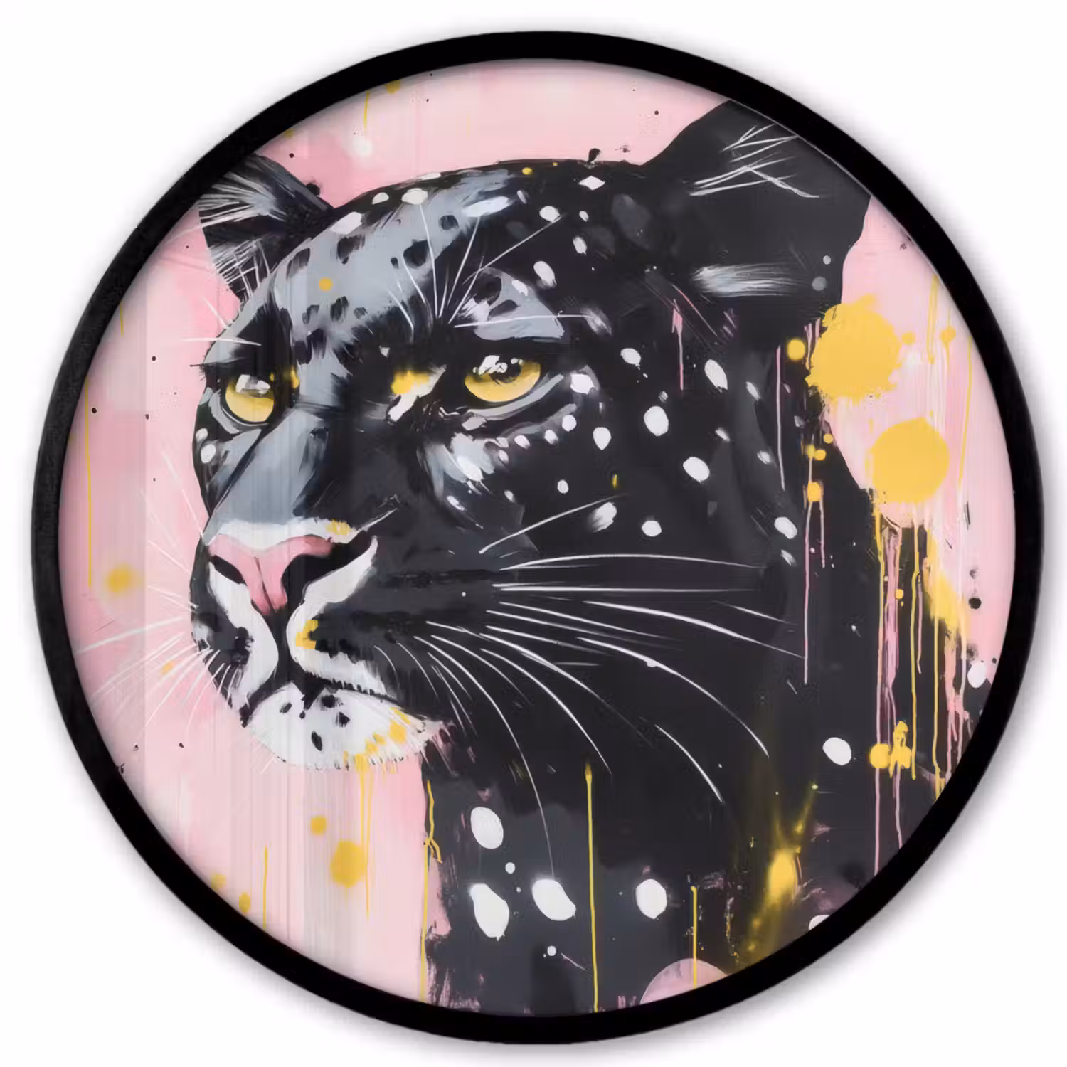 Zwart - Panter - Roze - Abstract Fotolijst rond zonder passe partout klein -3d