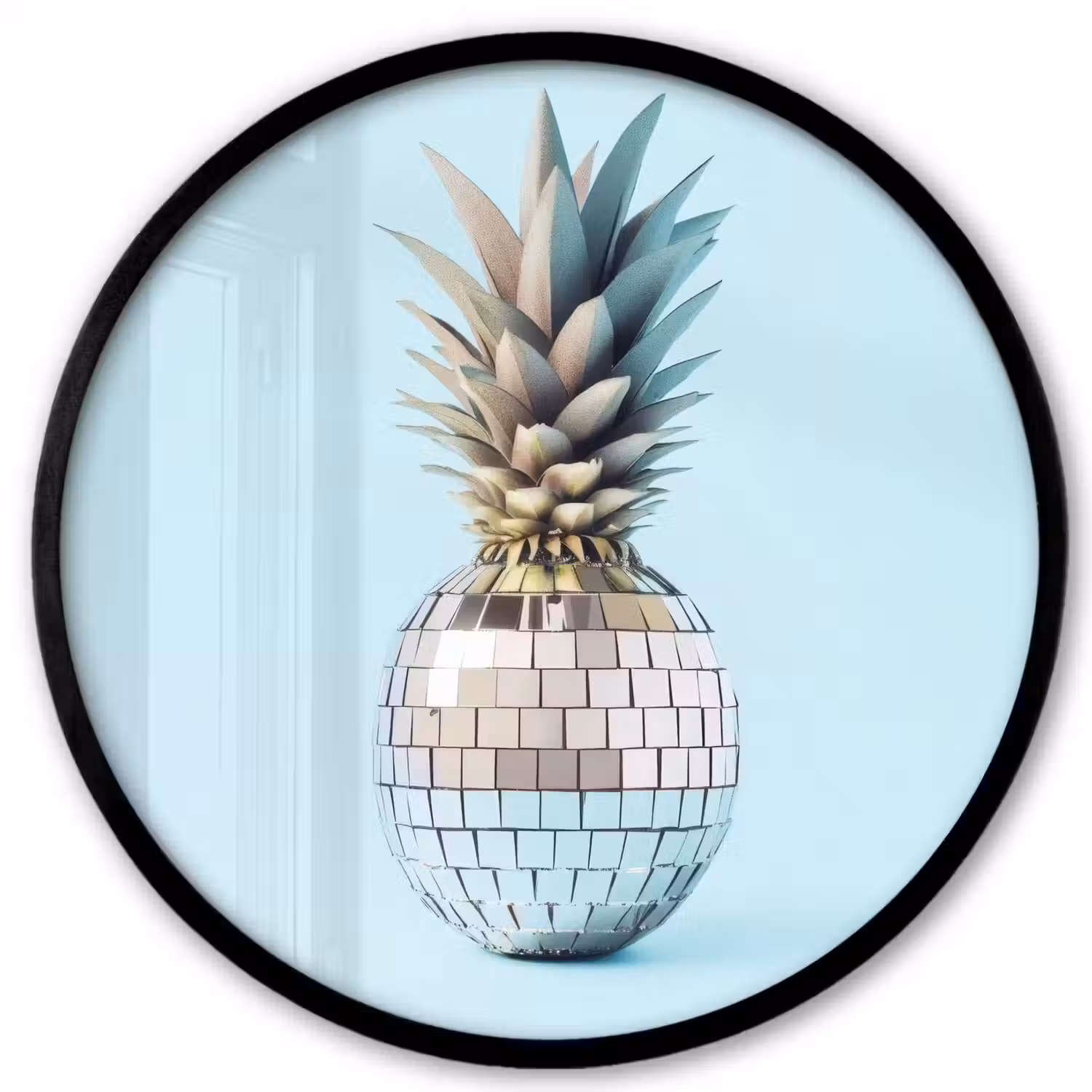 Blauw - Ananas - Disco - Discobal Fotolijst rond zonder passe partout klein -3d