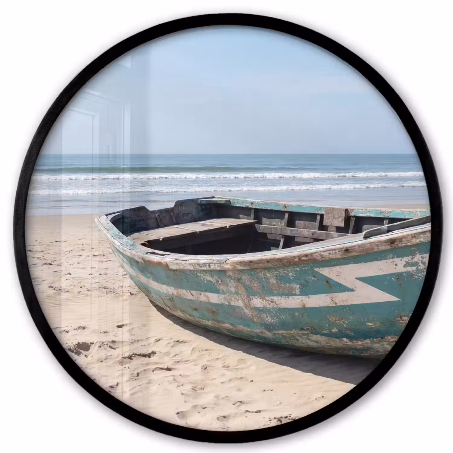 Boot - Zandstrand - Zee Fotolijst rond zonder passe partout klein -3d