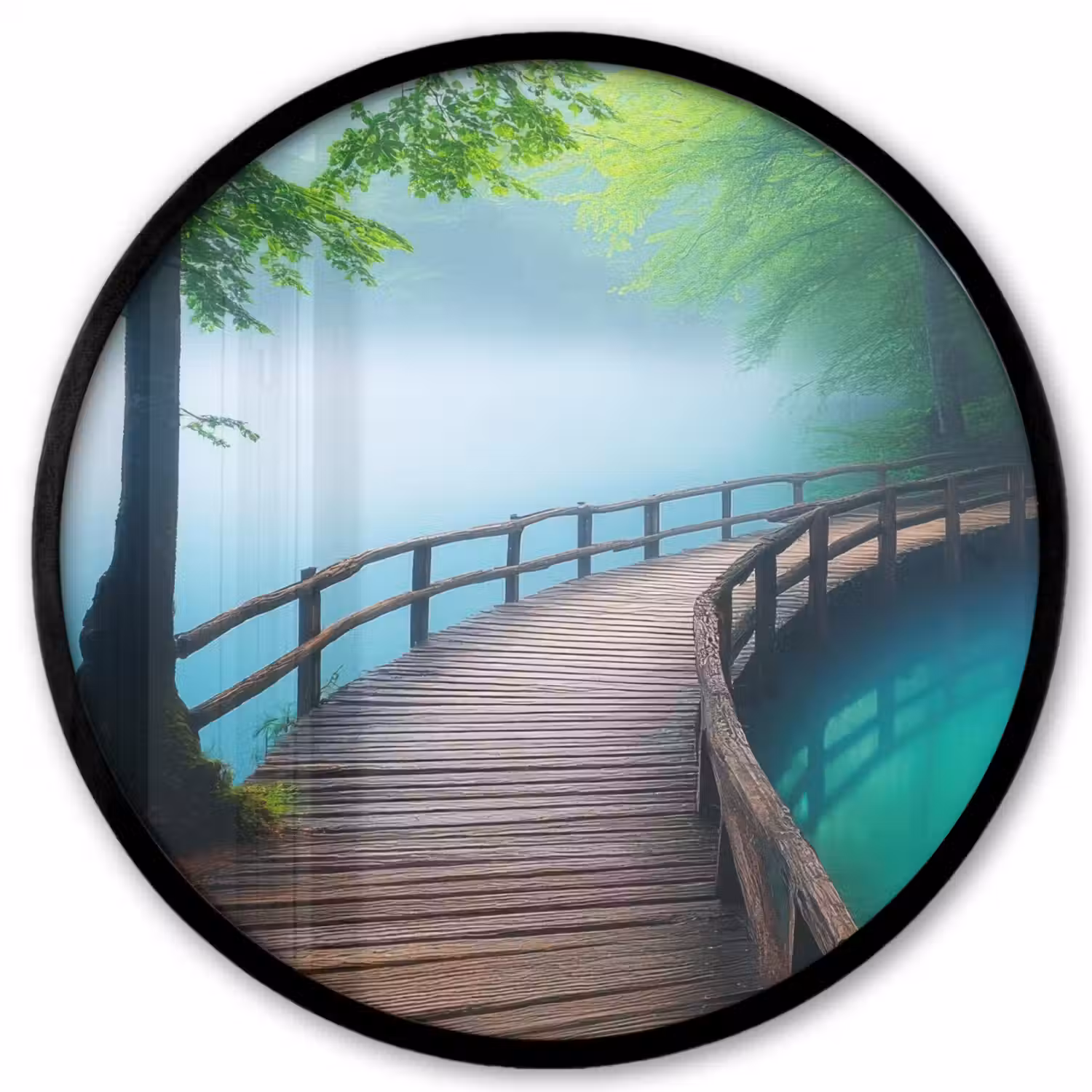 Brug - Water - Rivier - Bos Fotolijst rond zonder passe partout klein -3d