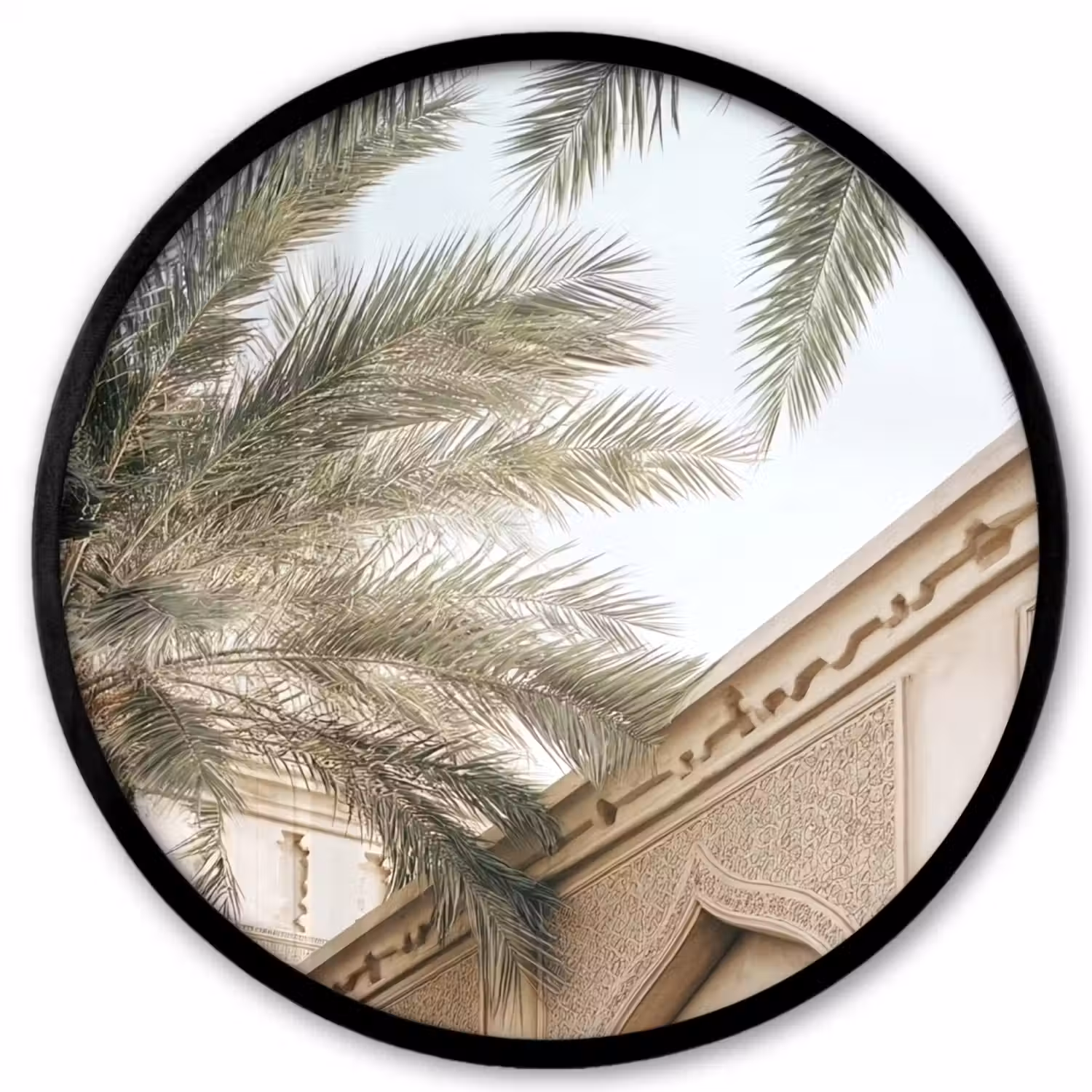 Gebouw - Palmbomen - Beige - Zon Fotolijst rond zonder passe partout klein -3d