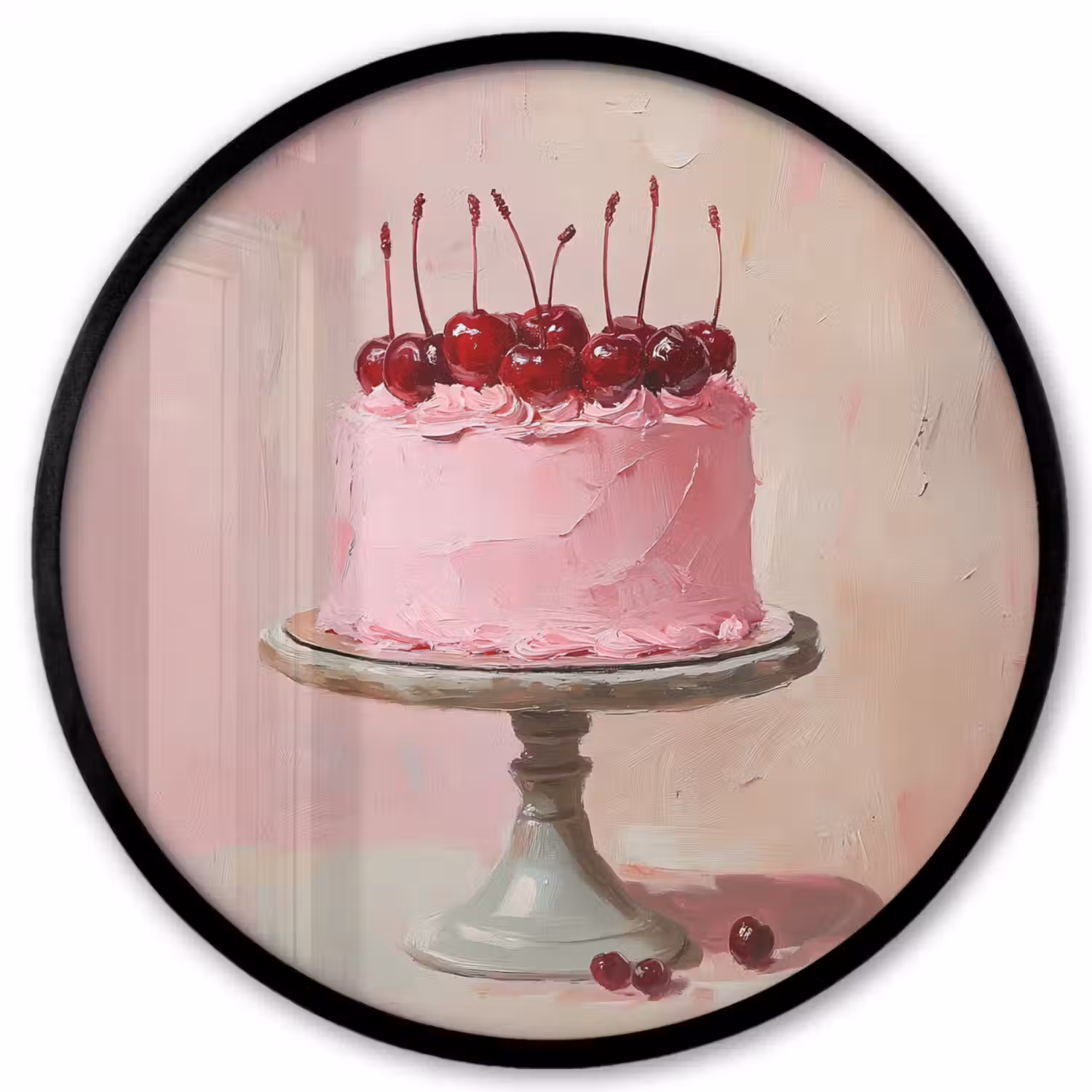 Taart - Pink - Cherry Fotolijst rond zonder passe partout klein -3d