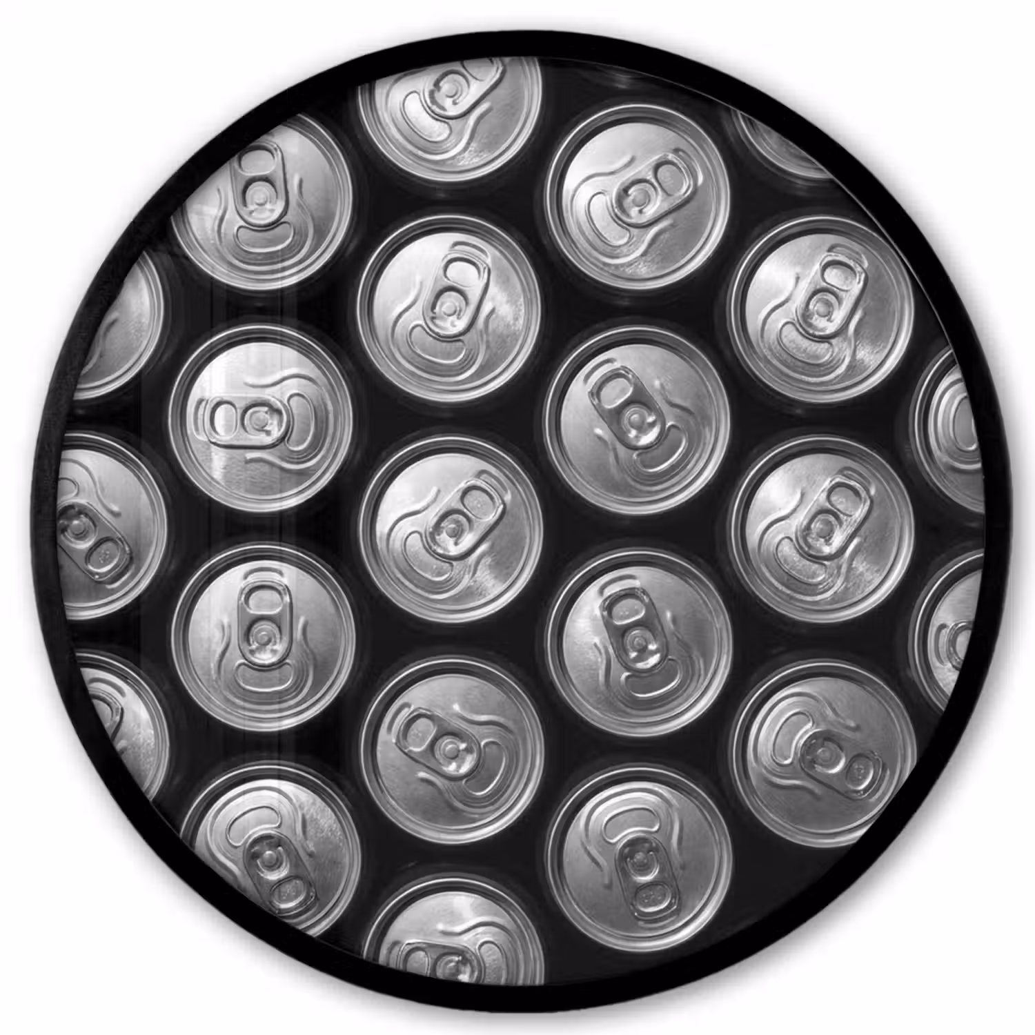 Blikjes - Aluminium - Patroon - Industrieel - Zilver Fotolijst rond zonder passe partout klein -3d